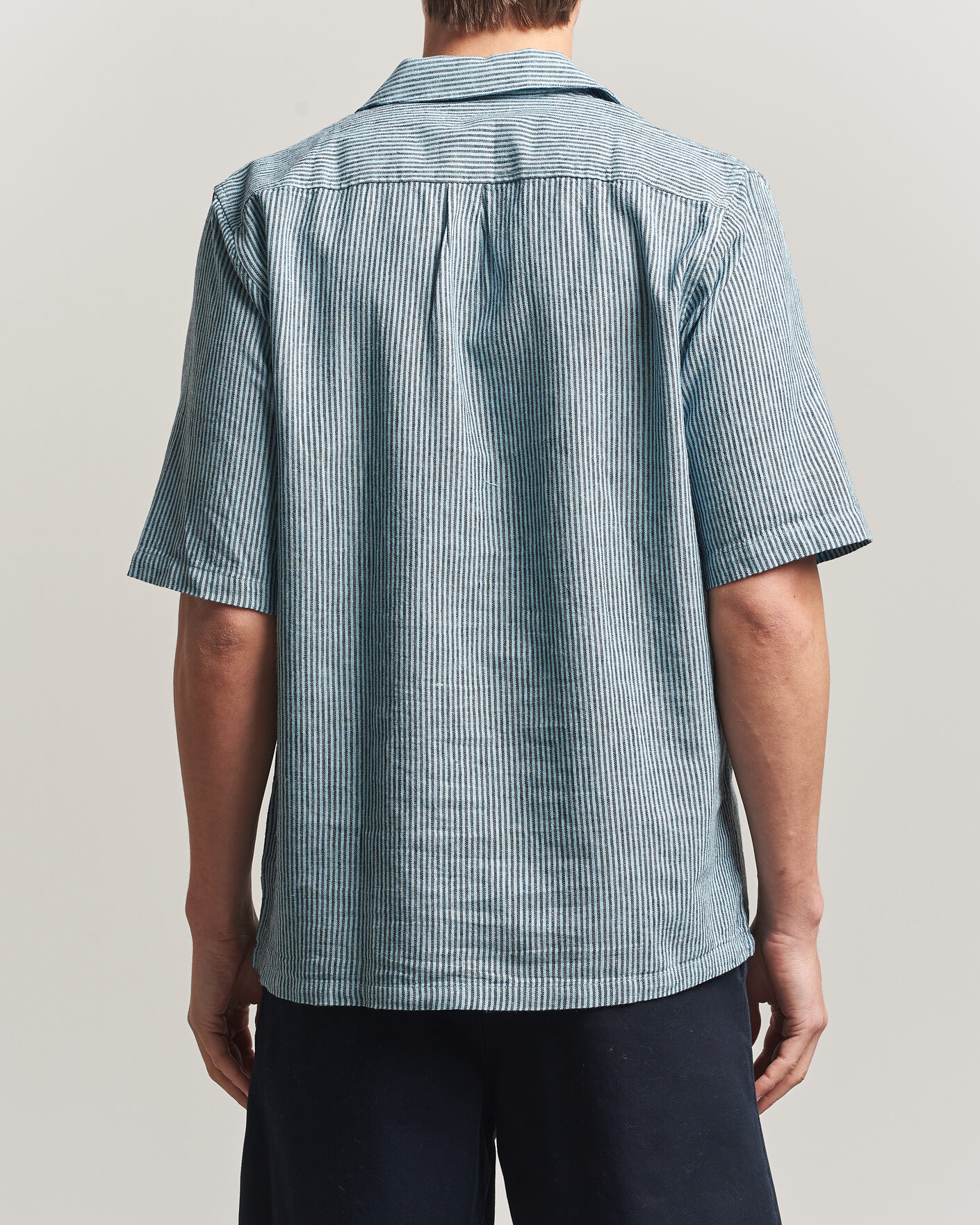 Herr | Skjortor | Samsøe Samsøe | Oscar Linen/Cotton Striped Short Sleeve Shirt Tourmaline
