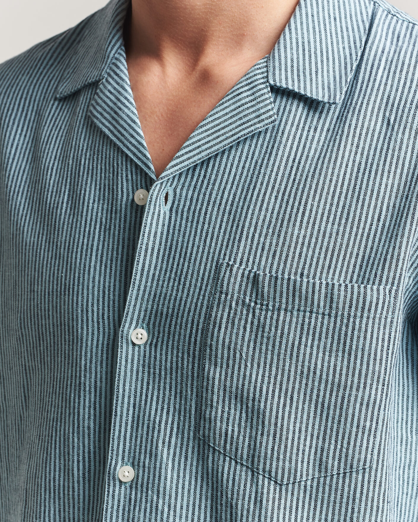 Herr | Skjortor | Samsøe Samsøe | Oscar Linen/Cotton Striped Short Sleeve Shirt Tourmaline