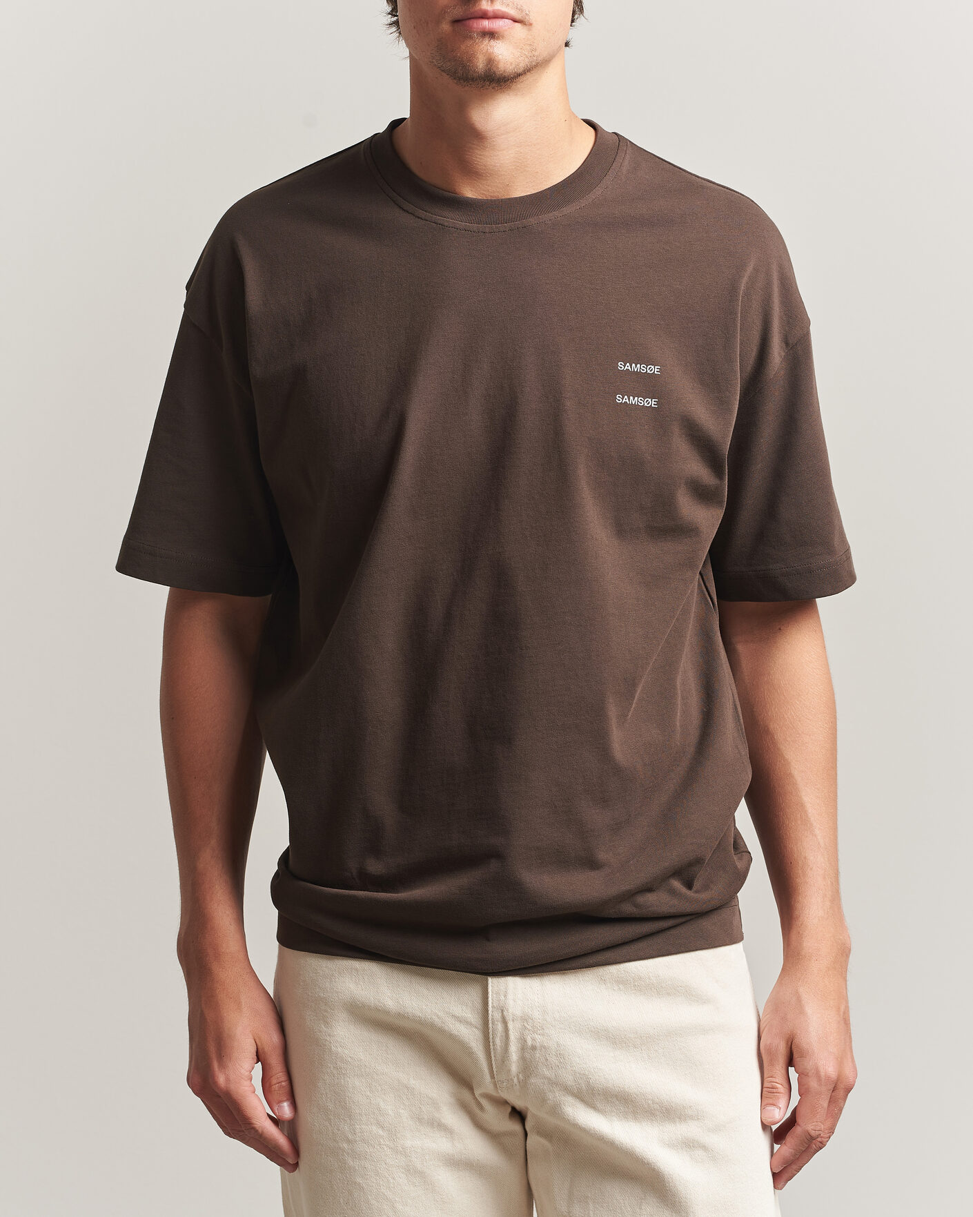 Herr | T-Shirts | Samsøe Samsøe | Joel Organic Cotton T-Shirt Turkish Coffee