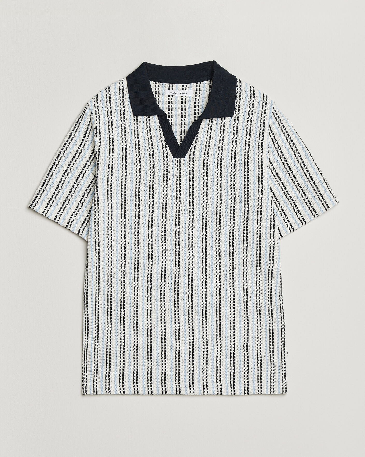 Herr | Pikéer | Samsøe Samsøe | Mac Striped Knitted Polo Blue/White