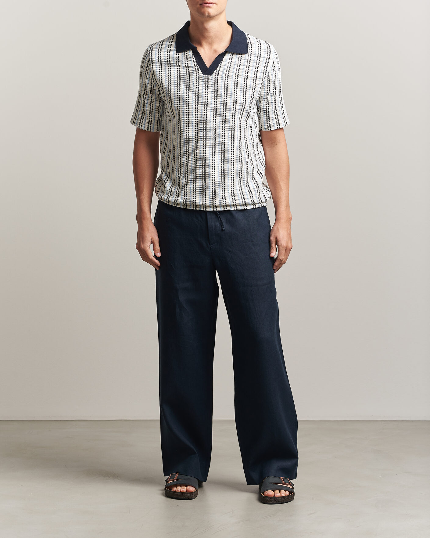 Herr | Pikéer | Samsøe Samsøe | Mac Striped Knitted Polo Blue/White