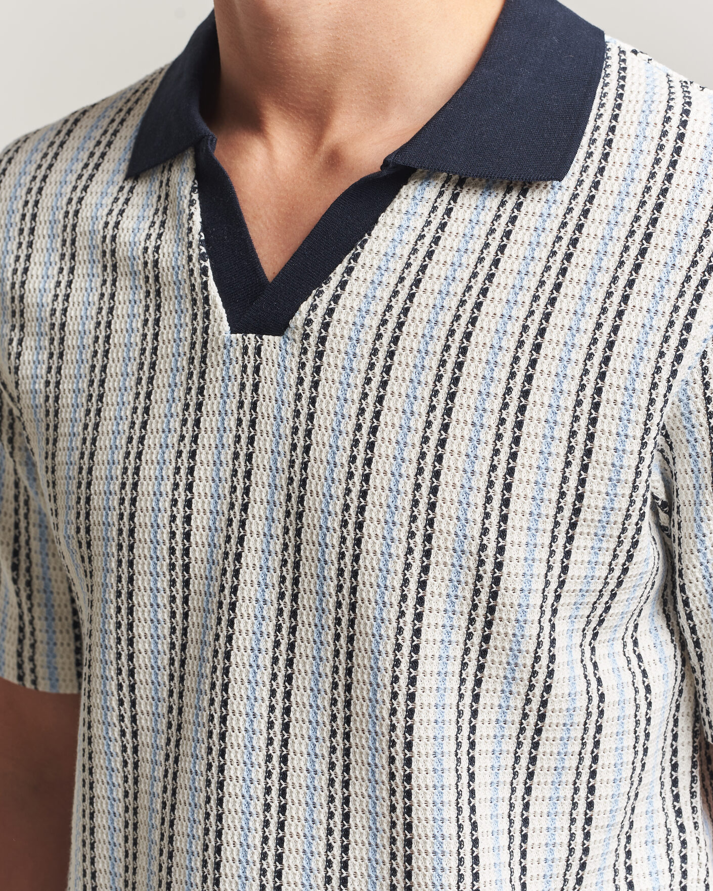 Herr | Pikéer | Samsøe Samsøe | Mac Striped Knitted Polo Blue/White