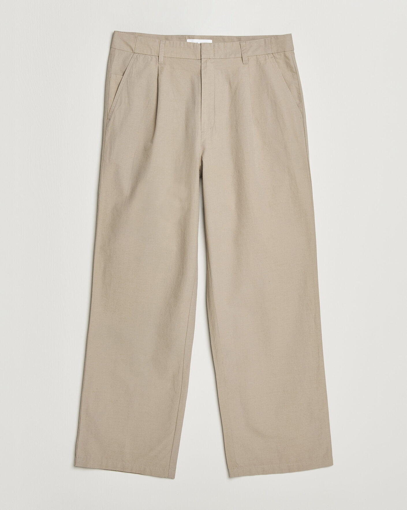 Herr | Byxor | Samsøe Samsøe | Valentin Cotton/Linen Pleated Trousers Aluminum