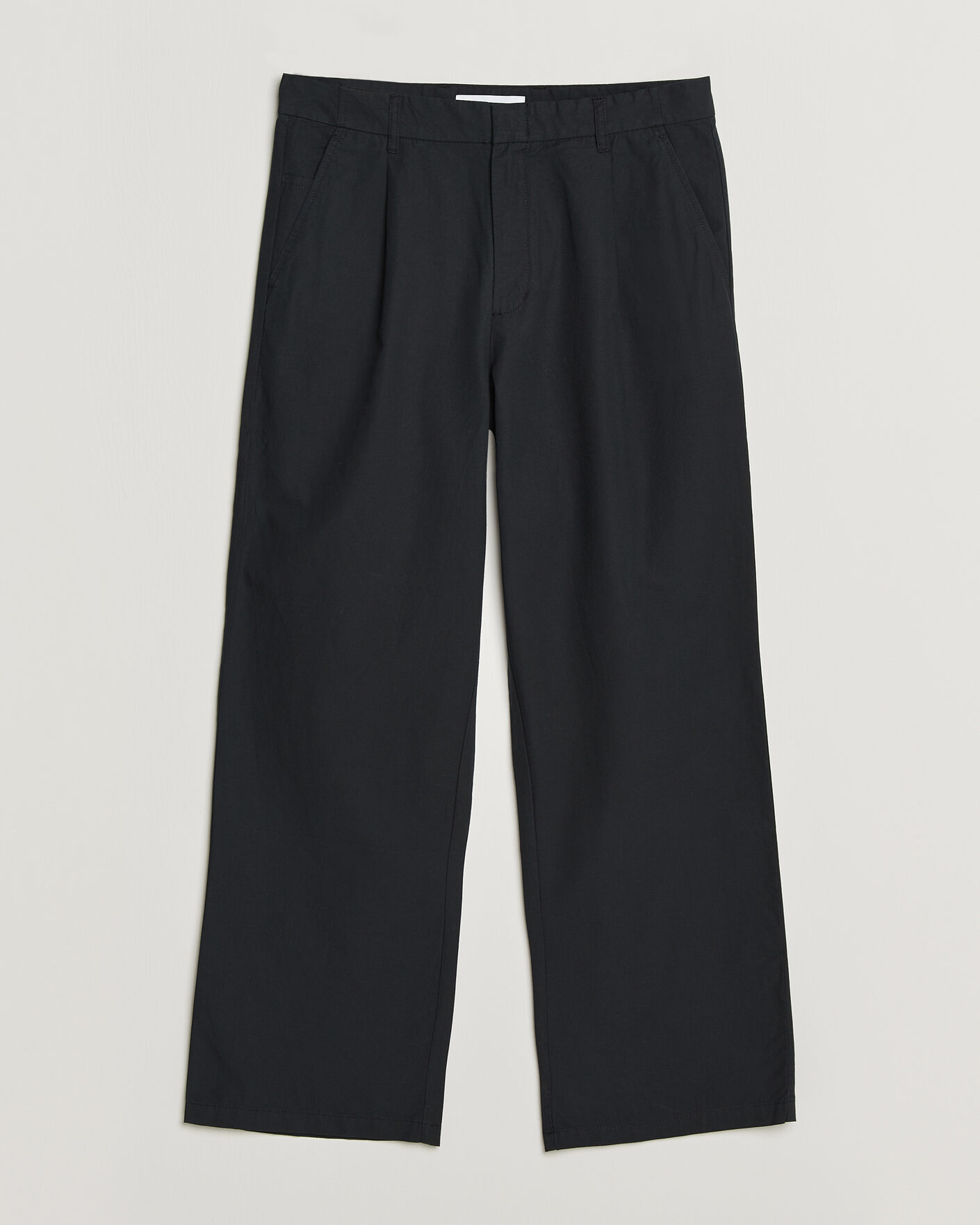 Herr | Byxor | Samsøe Samsøe | Valentin Cotton/Linen Pleated Trousers Black