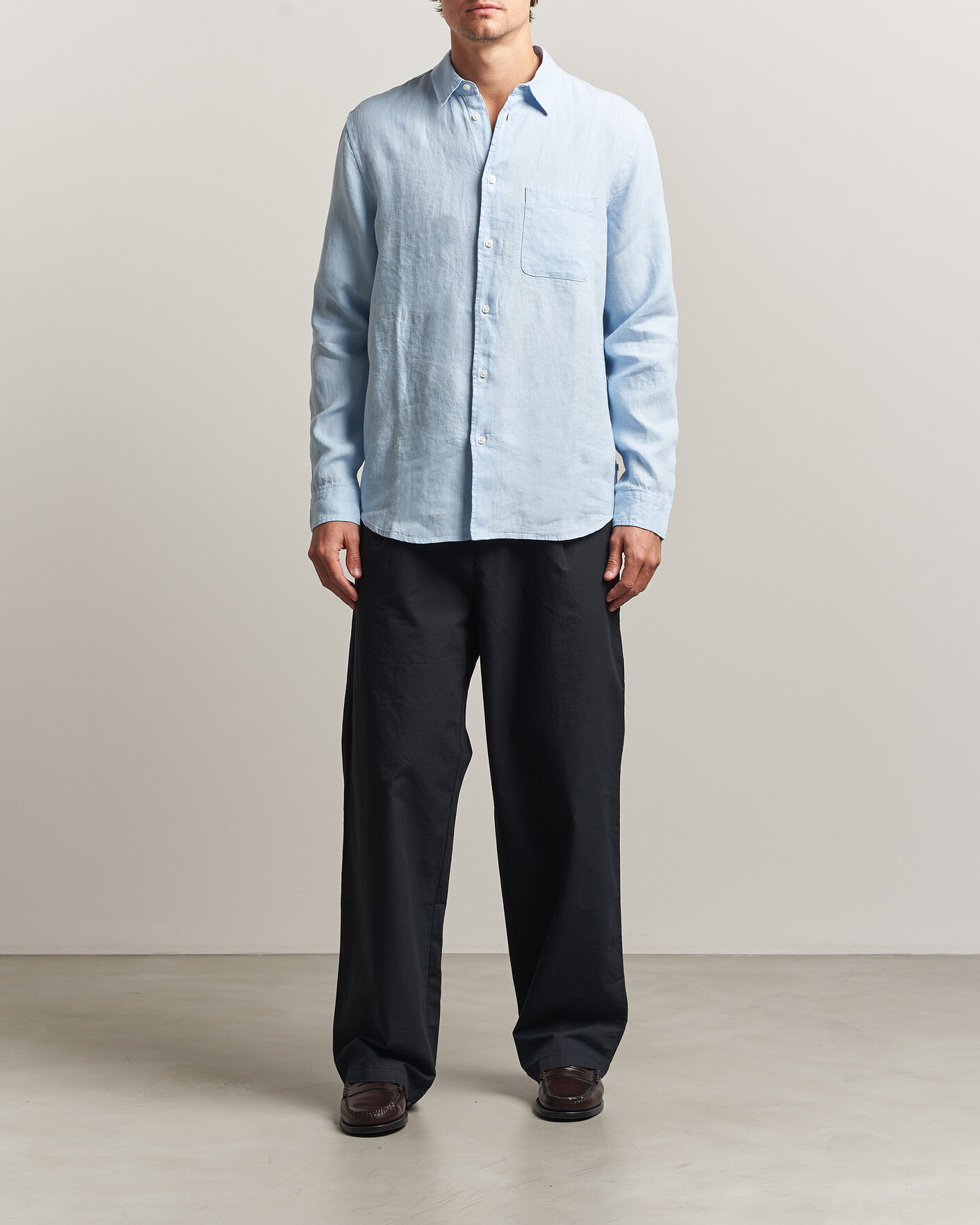 Herr | Byxor | Samsøe Samsøe | Valentin Cotton/Linen Pleated Trousers Black