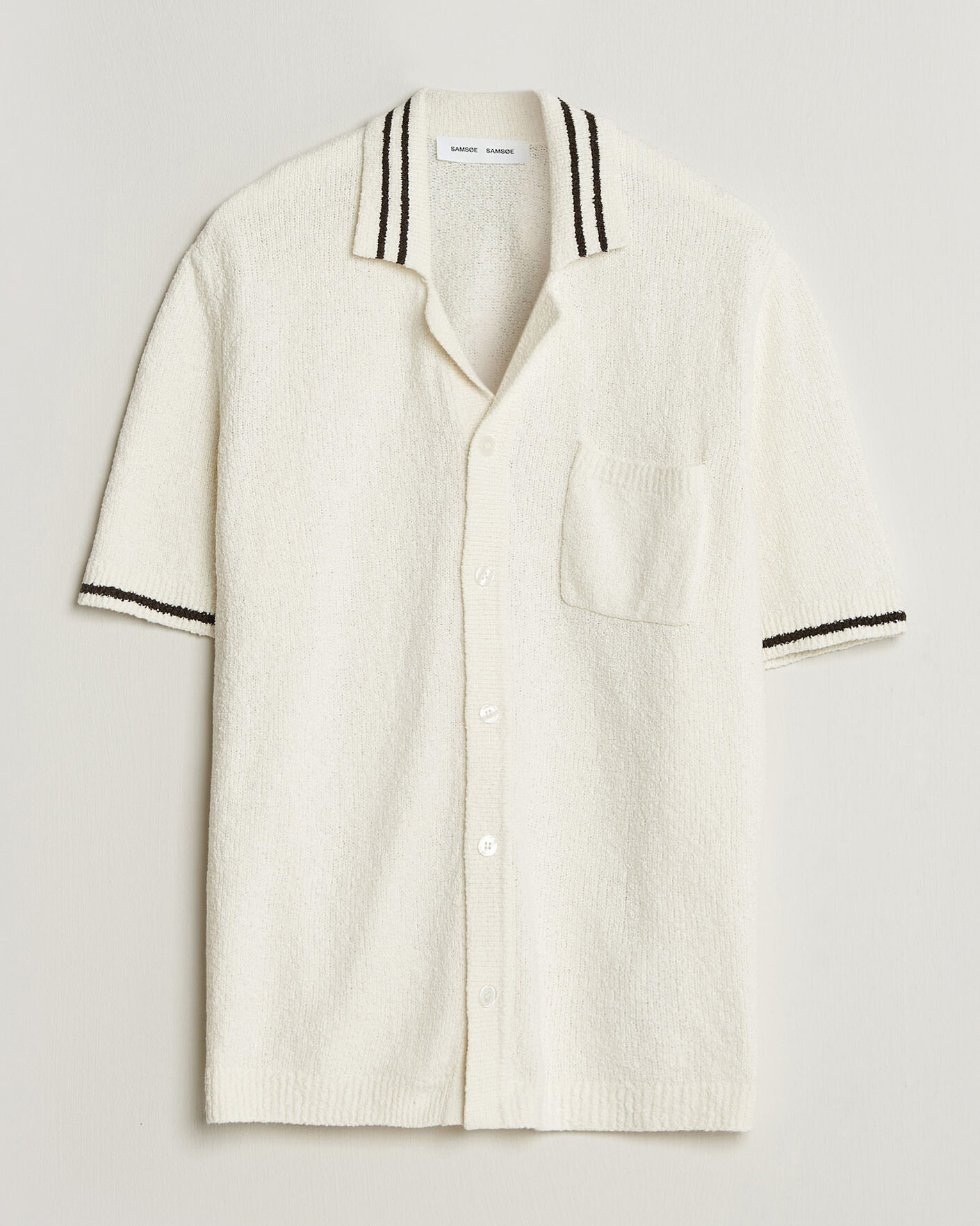 Herr | Skjortor | Samsøe Samsøe | Pedro Knitted Short Sleeve Shirt Clear Cream