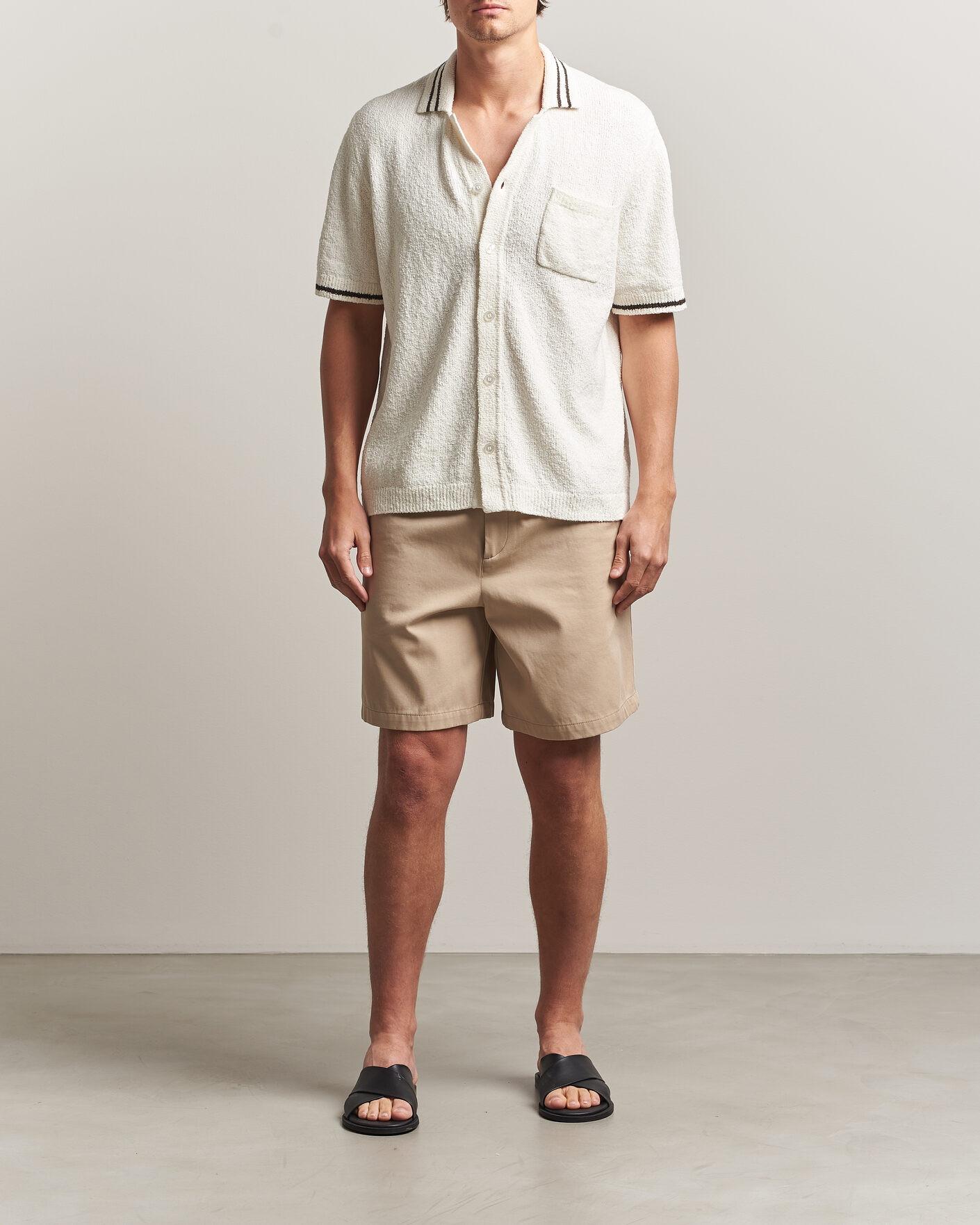 Herr | Skjortor | Samsøe Samsøe | Pedro Knitted Short Sleeve Shirt Clear Cream