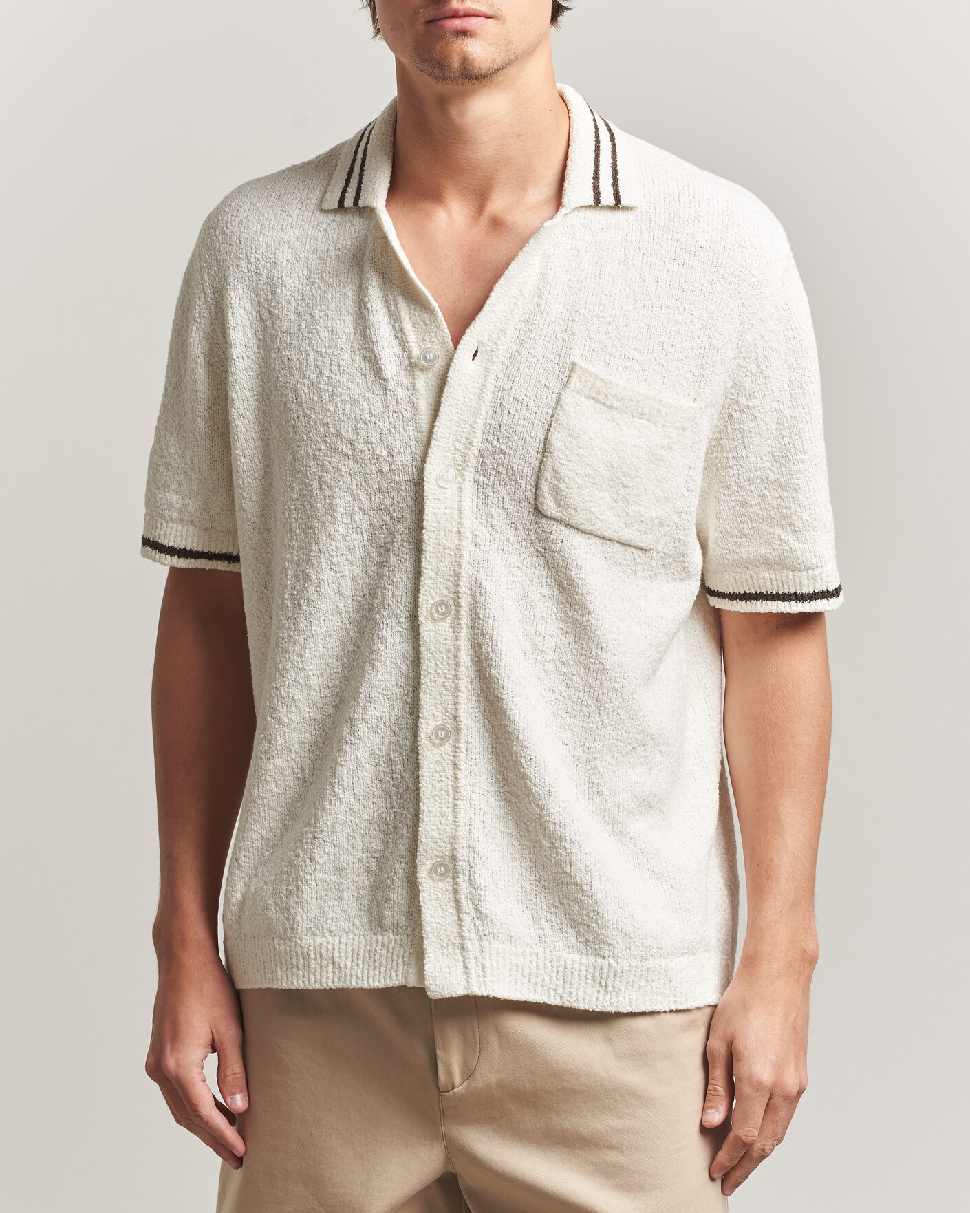Herr | Skjortor | Samsøe Samsøe | Pedro Knitted Short Sleeve Shirt Clear Cream