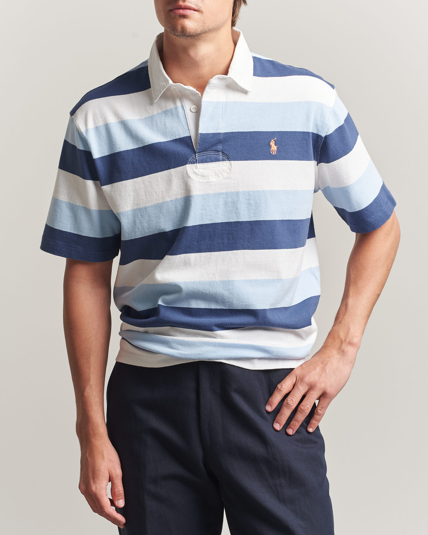 Herr | Pikéer | Polo Ralph Lauren | Block Stripe Polo Office Blue