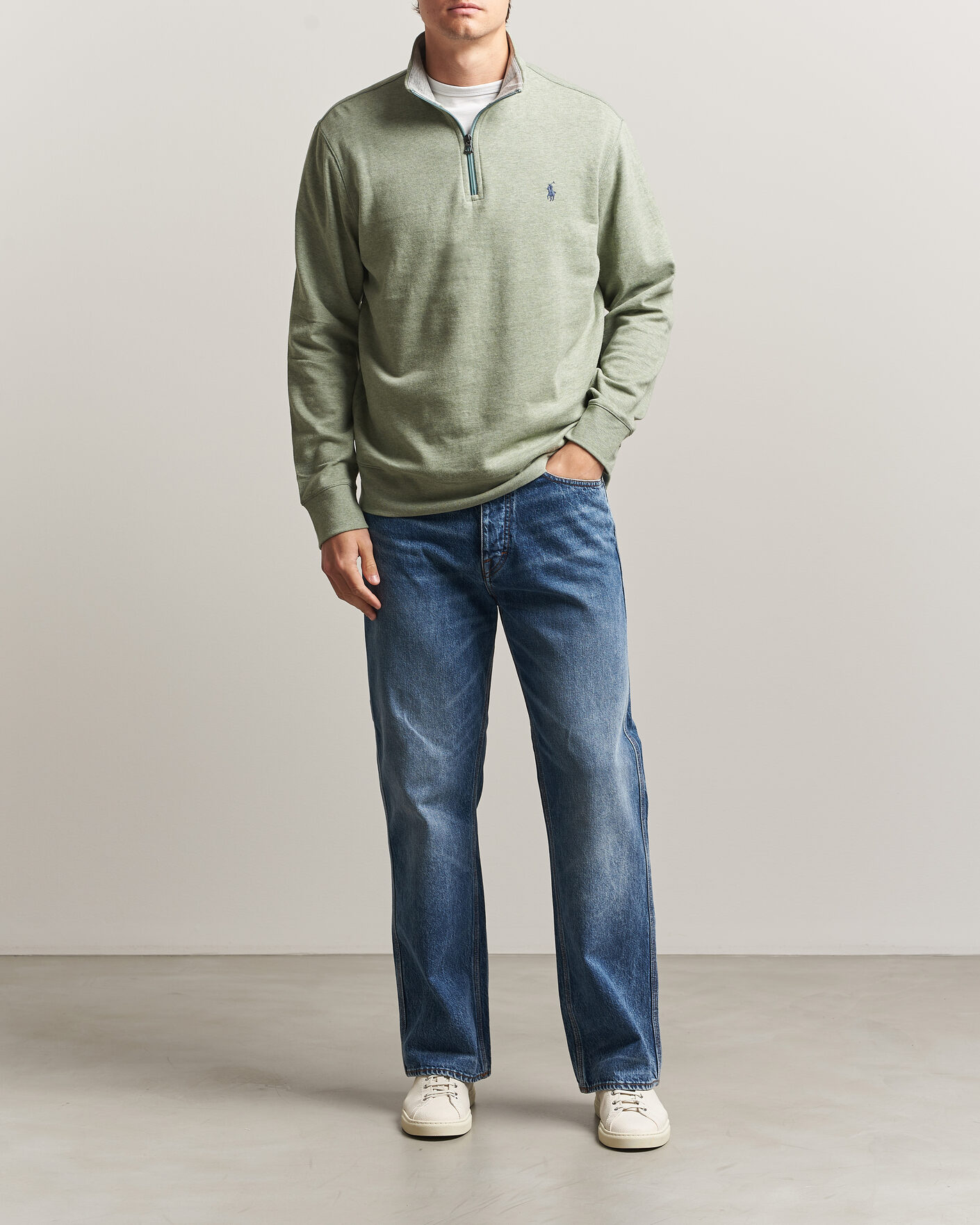 Herr | Tröjor | Polo Ralph Lauren | Double Knit Half Zip Greenery Heather