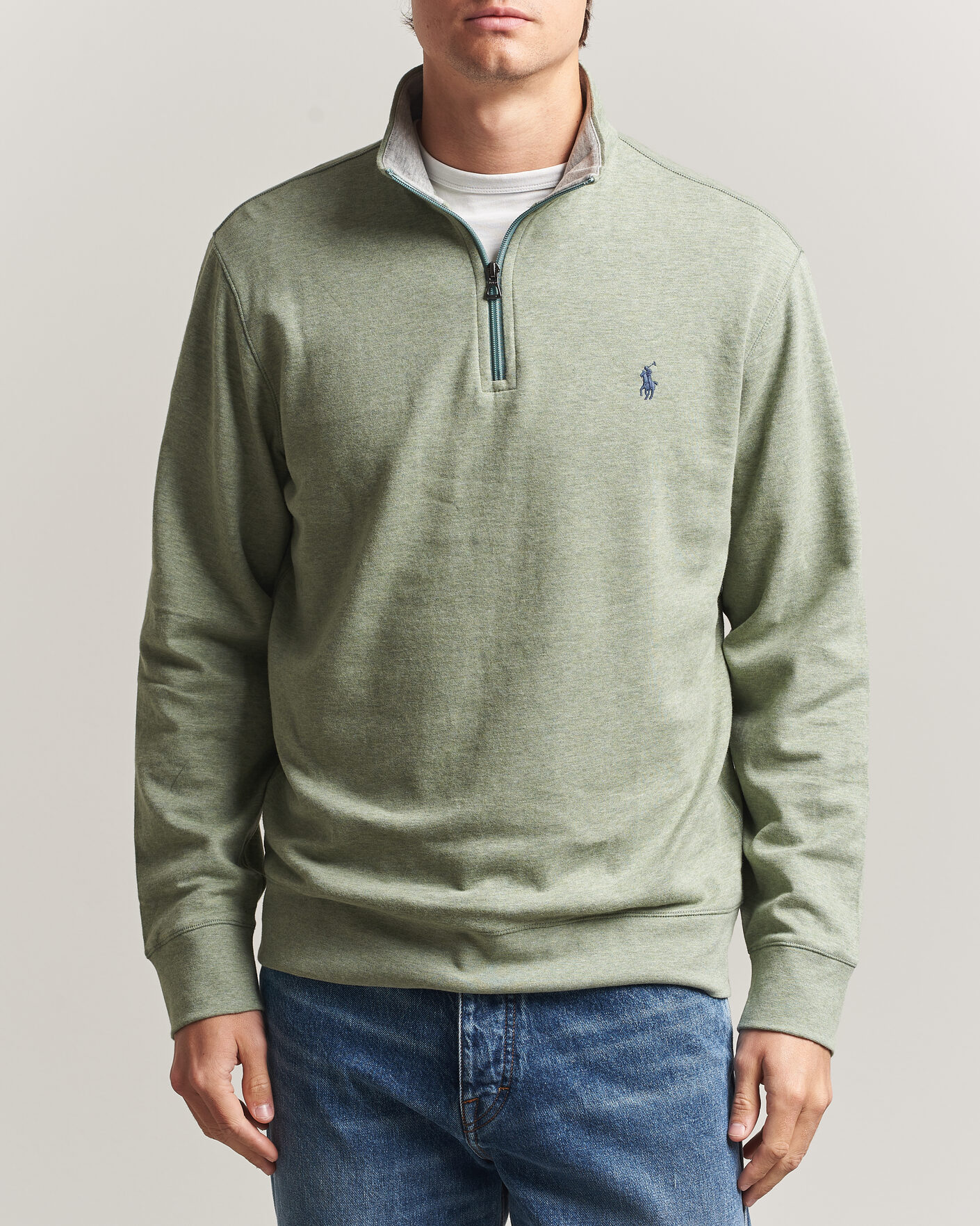 Herr | Tröjor | Polo Ralph Lauren | Double Knit Half Zip Greenery Heather