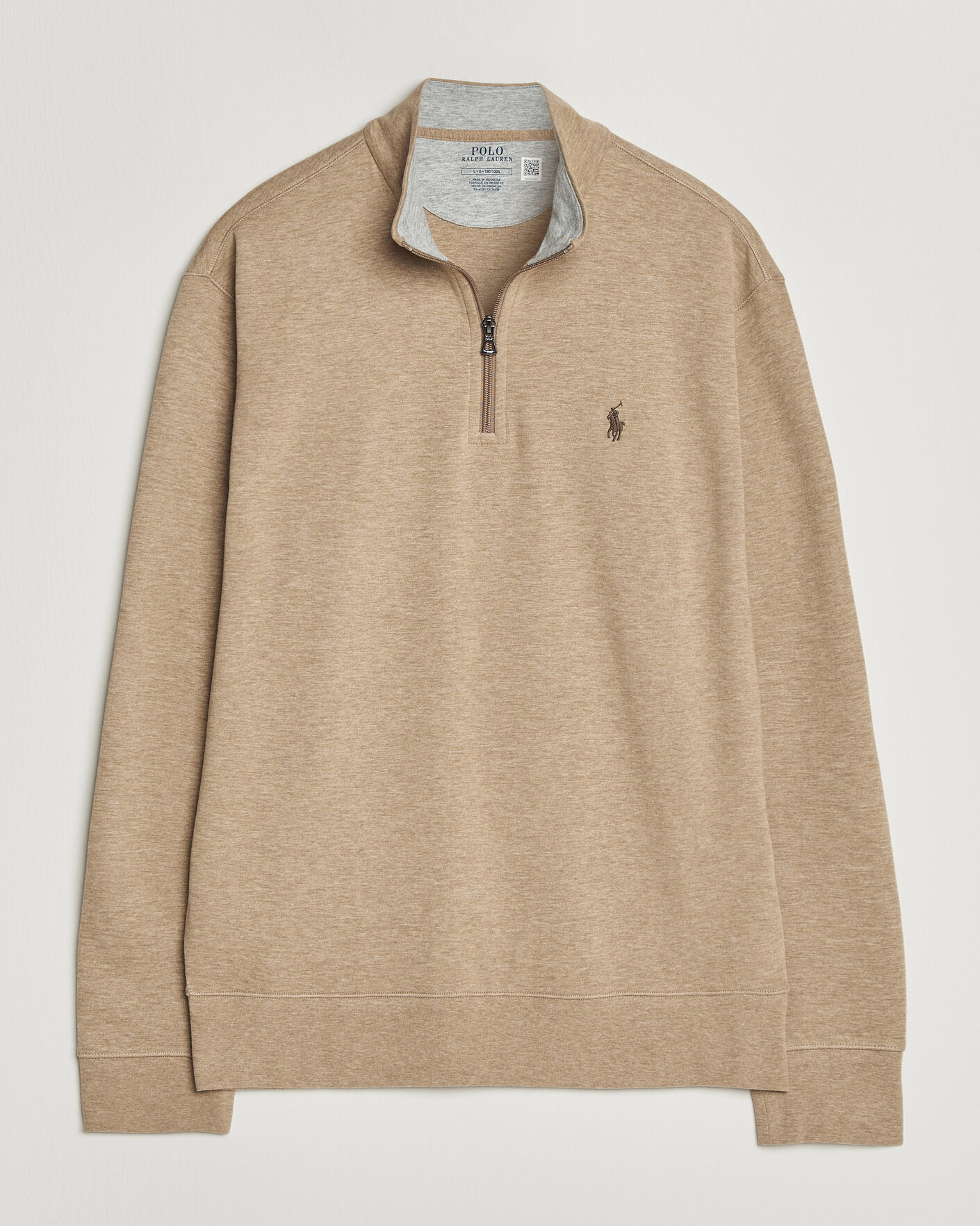 Herr | Tröjor | Polo Ralph Lauren | Double Knit Half Zip Warm Brown