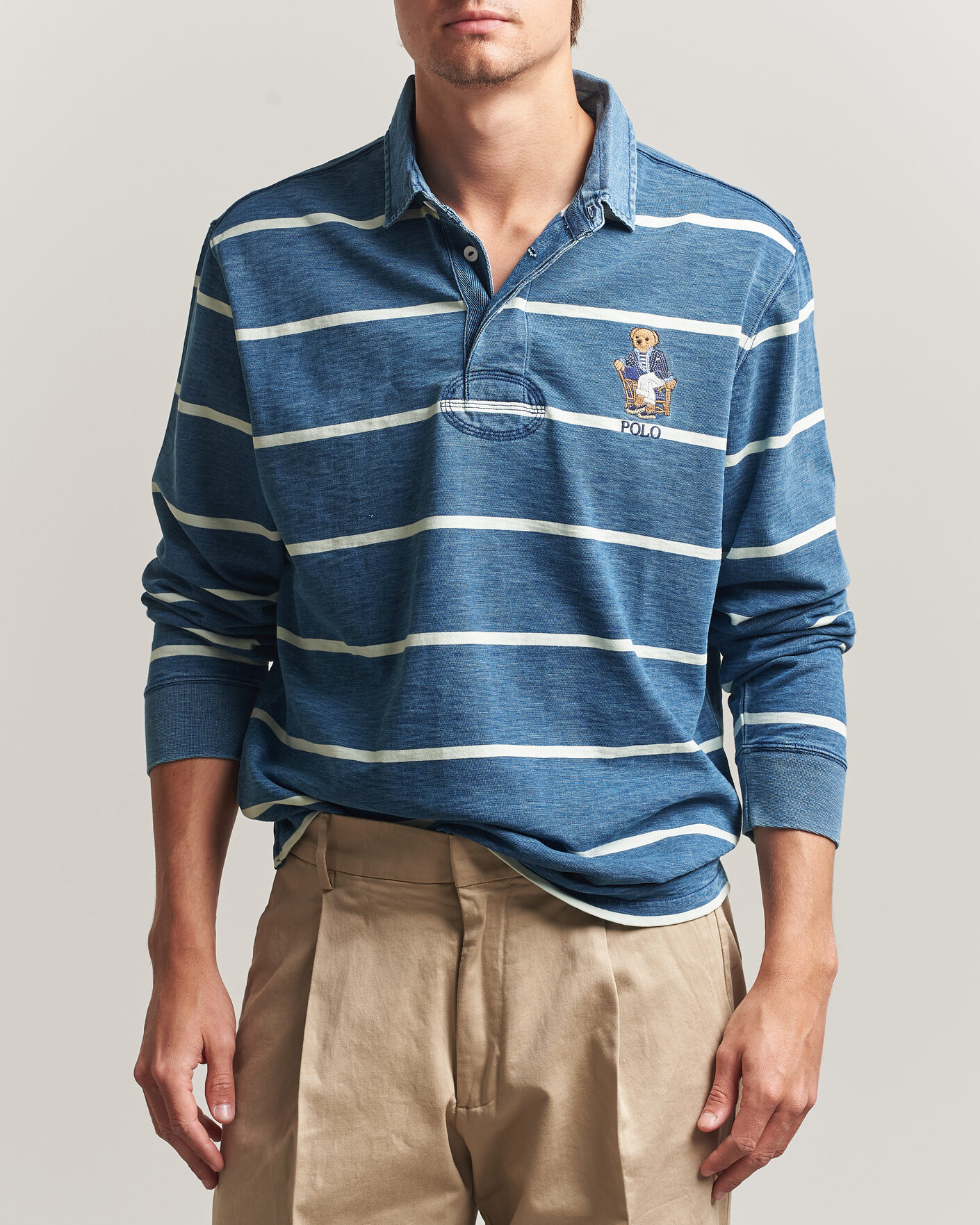 Herr | Tröjor | Polo Ralph Lauren | Striped Indigo Rugby Newport Bear