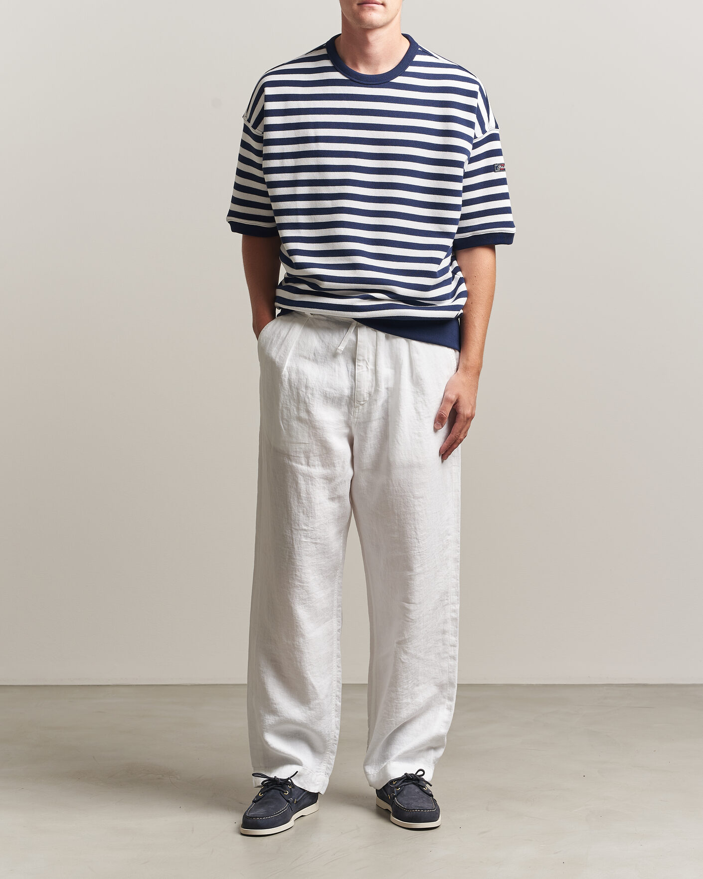 Herr | T-Shirts | Polo Ralph Lauren | Striped Short Sleeve Sweater Newport Navy/White