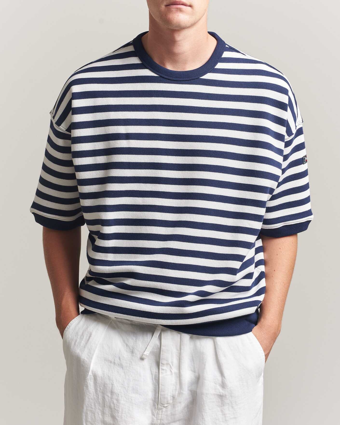 Herr | T-Shirts | Polo Ralph Lauren | Striped Short Sleeve Sweater Newport Navy/White