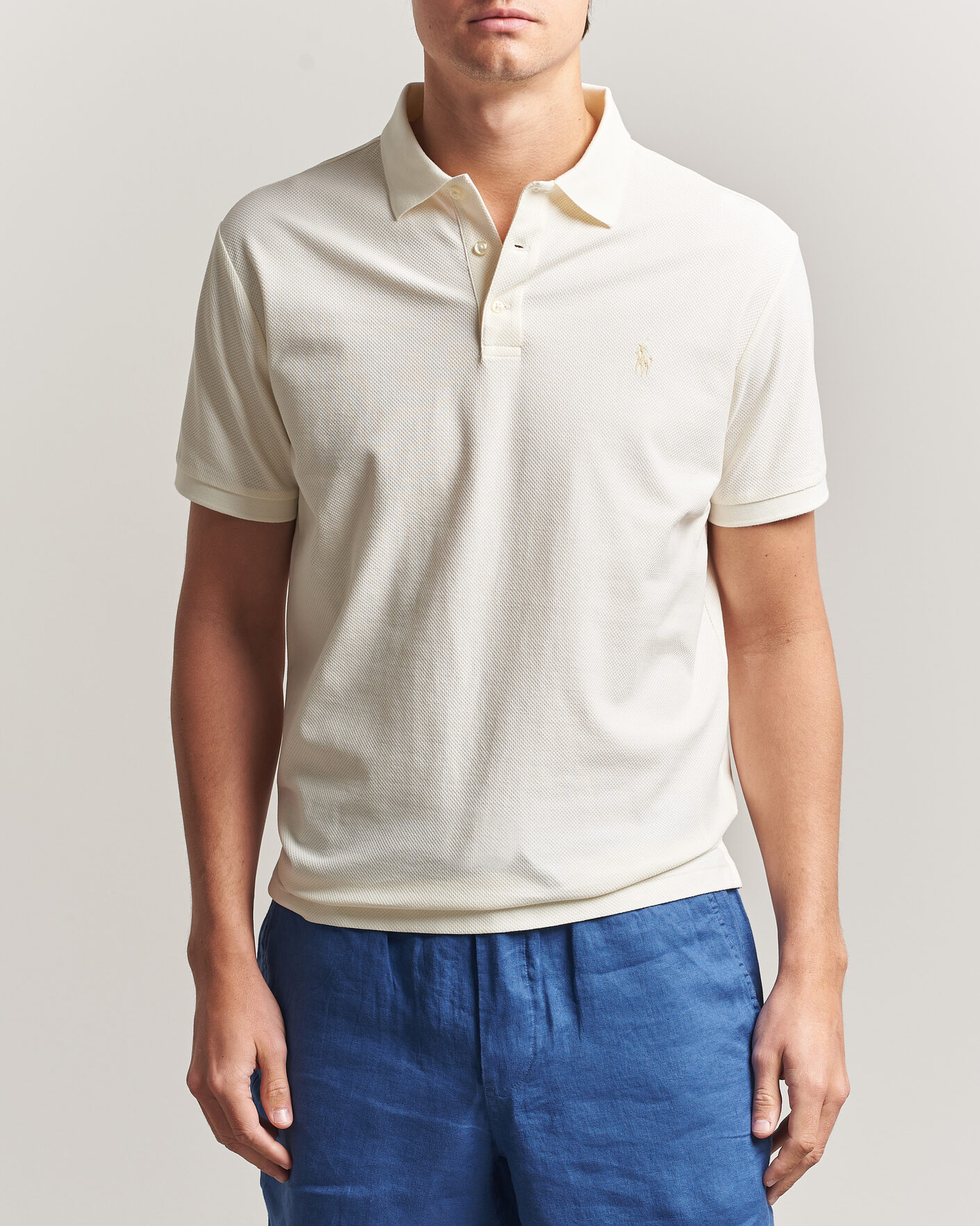 Herr | Pikéer | Polo Ralph Lauren | Honeycomb Texture Polo Pale Cream