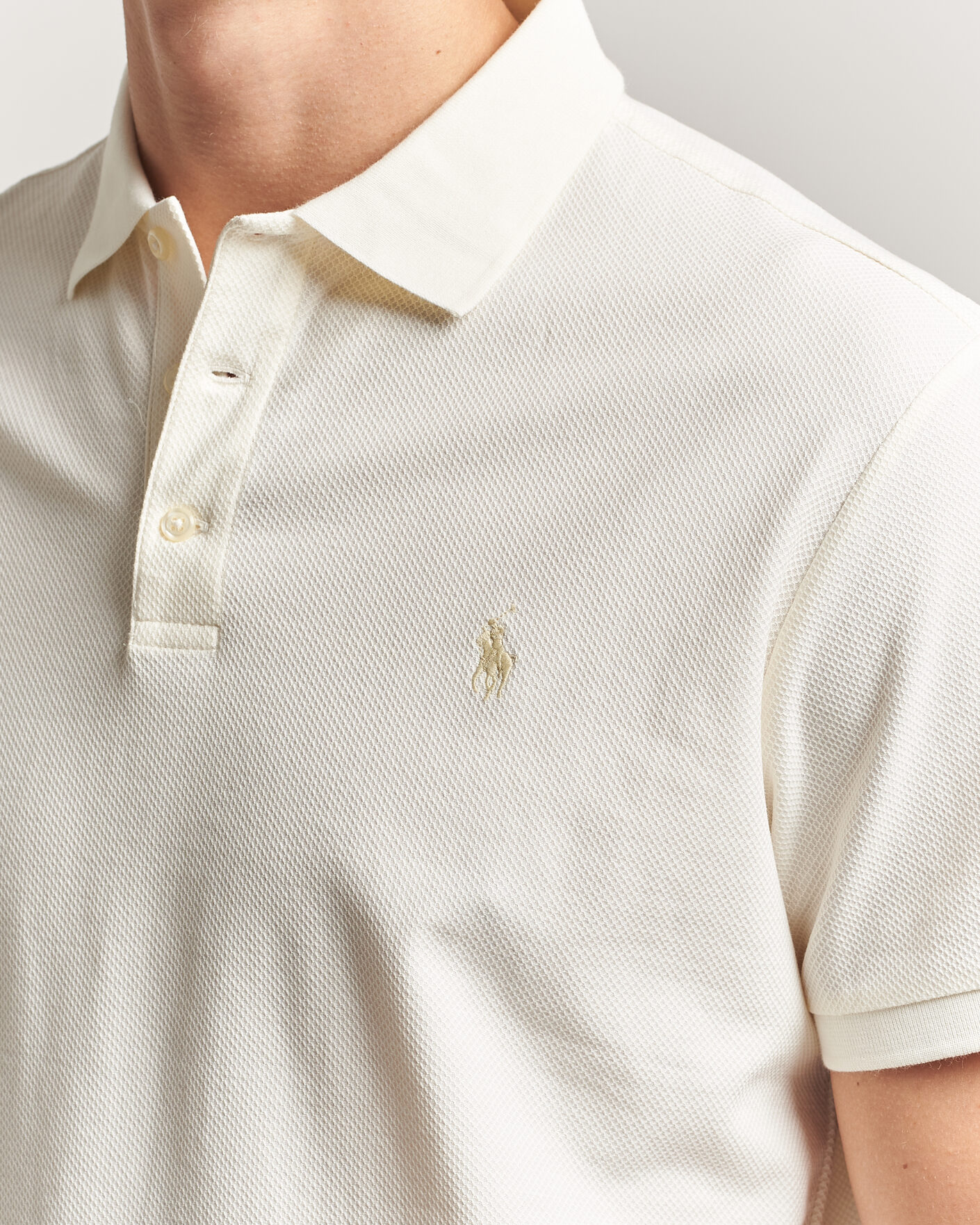 Herr | Pikéer | Polo Ralph Lauren | Honeycomb Texture Polo Pale Cream