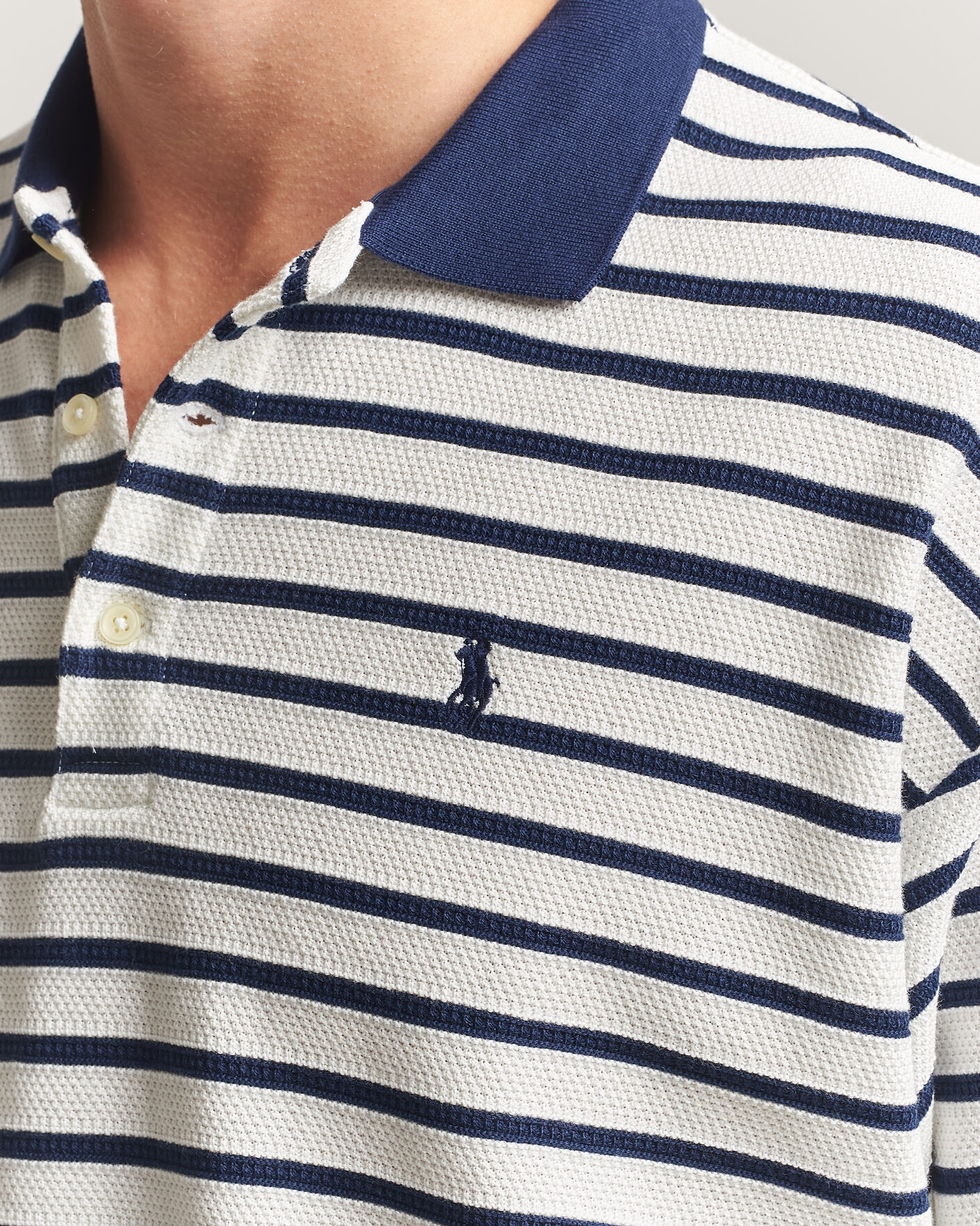 Herr | Pikéer | Polo Ralph Lauren | Jacquard Interlock Striped Polo Nevis/Newport Navy