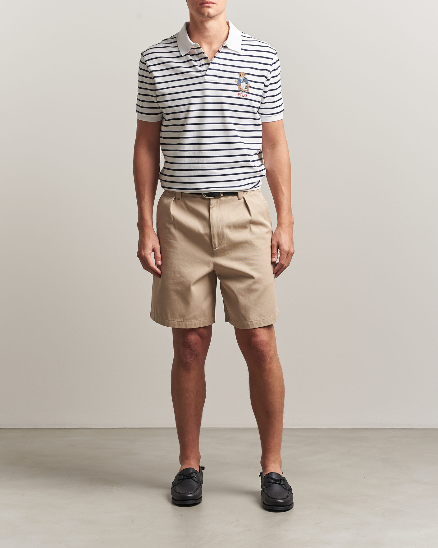 Herr | Pikéer | Polo Ralph Lauren | Newport Bear Striped Custom Slim Polo White/Navy