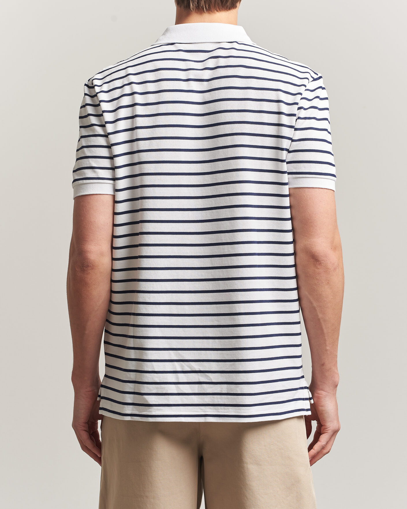 Herr | Pikéer | Polo Ralph Lauren | Newport Bear Striped Custom Slim Polo White/Navy