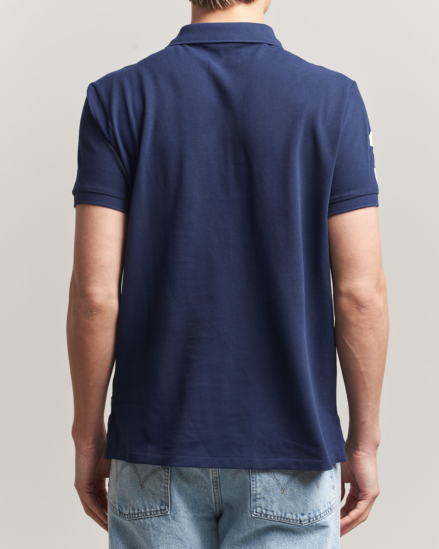 Herr | Pikéer | Polo Ralph Lauren | Custom Slim Diagonal Stipe Polo Newport Navy/Nevis