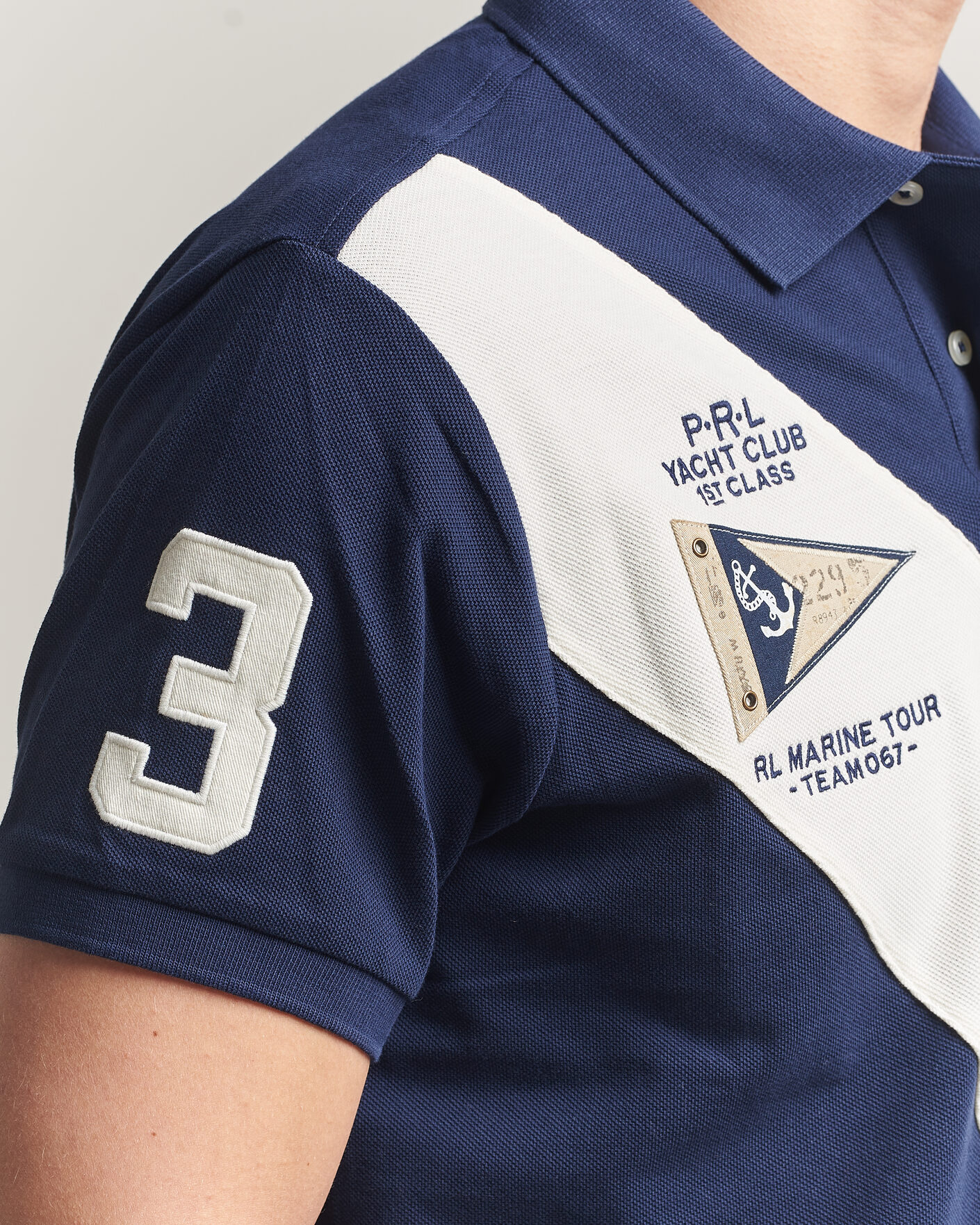 Herr | Pikéer | Polo Ralph Lauren | Custom Slim Diagonal Stipe Polo Newport Navy/Nevis