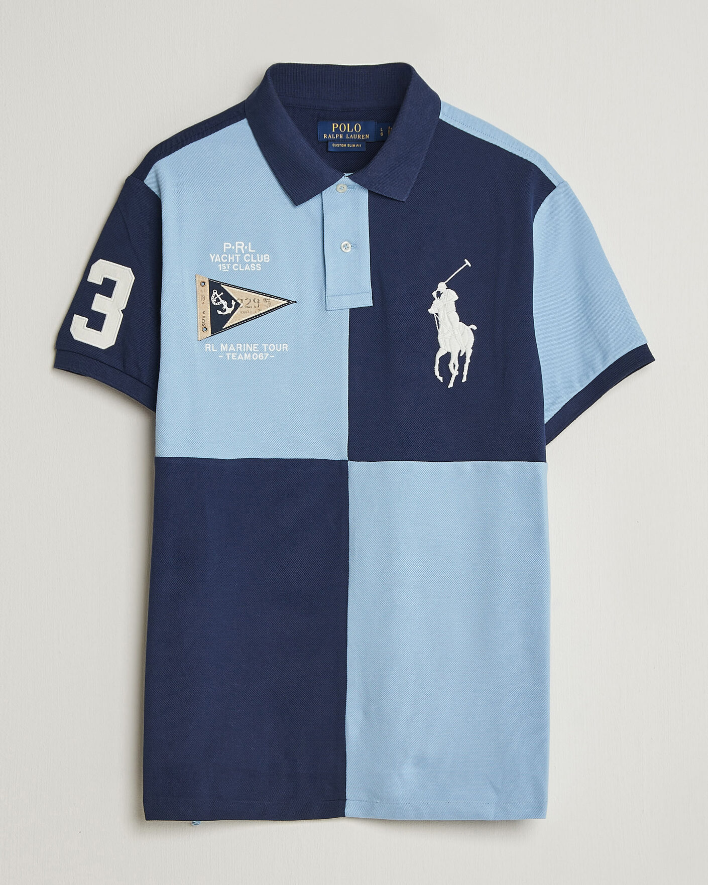Herr | Pikéer | Polo Ralph Lauren | Custom Slim Rugby Block Polo NPT Navy/Powder Blue