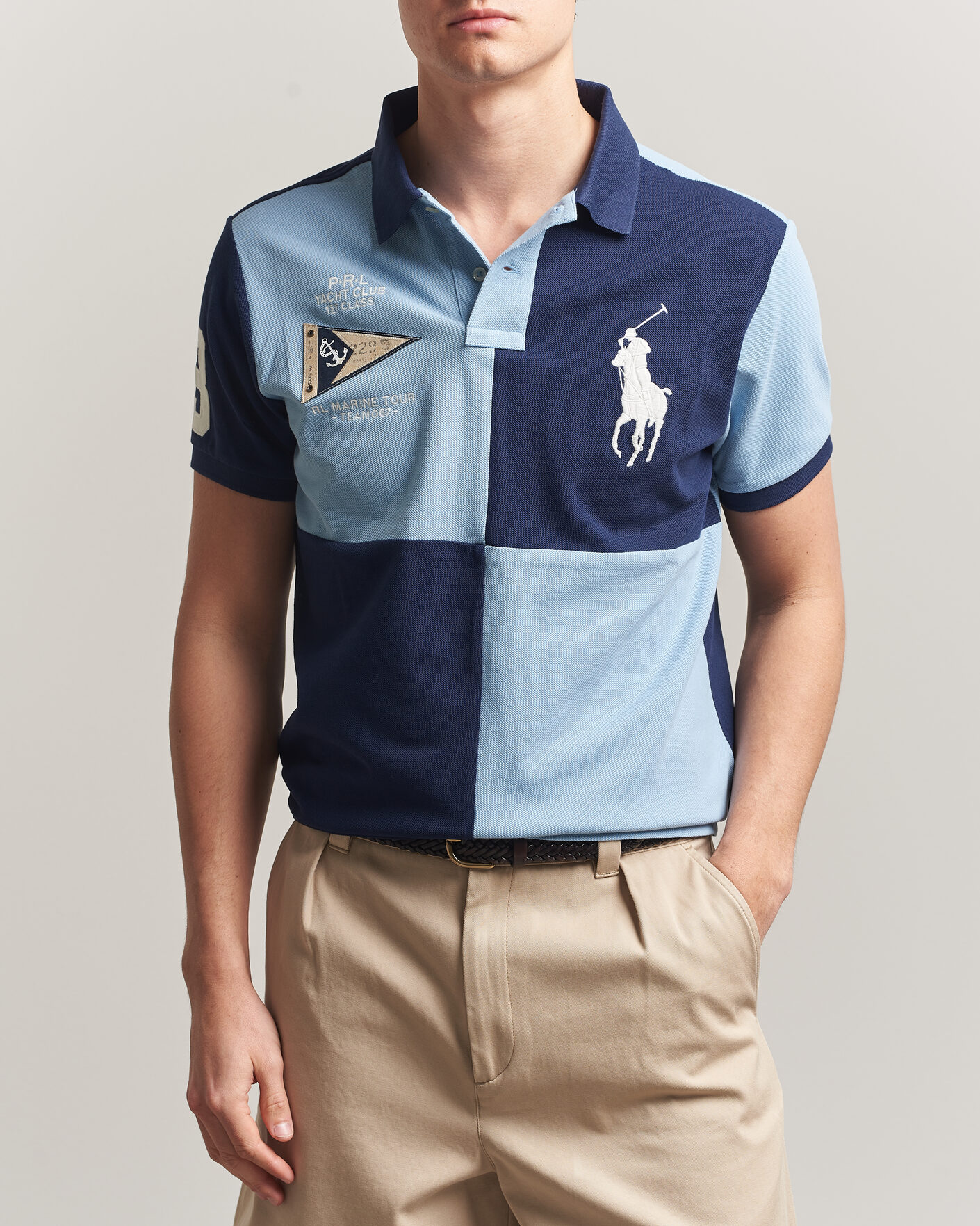 Herr | Pikéer | Polo Ralph Lauren | Custom Slim Rugby Block Polo NPT Navy/Powder Blue