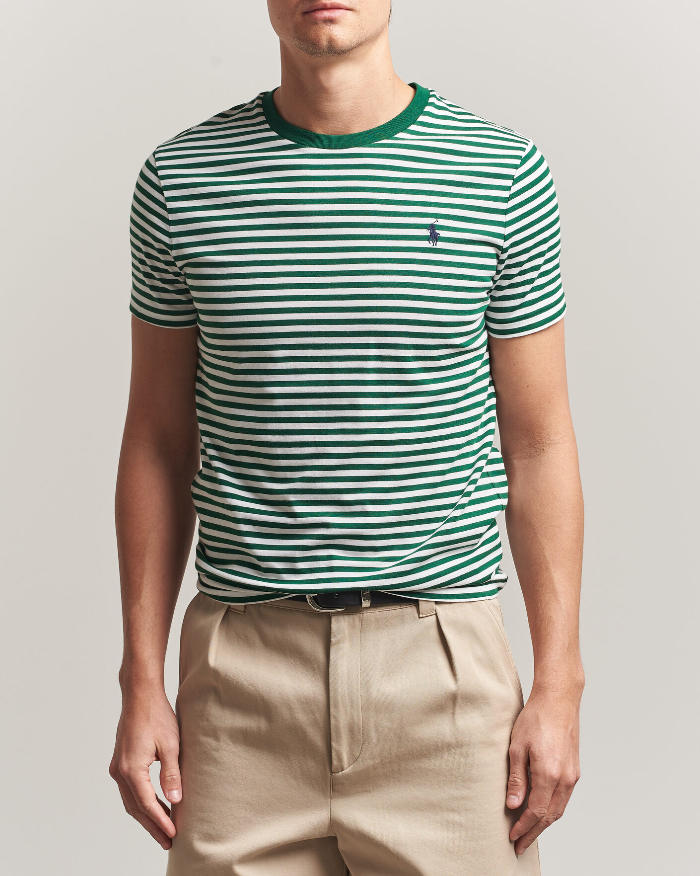 Herr | T-Shirts | Polo Ralph Lauren | Crew Neck Striped T-shirt New Forest/White