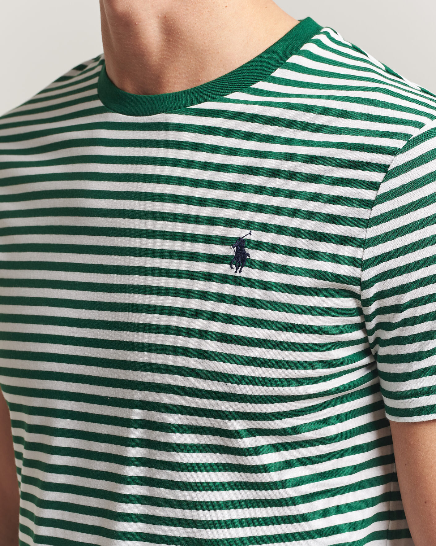 Herr | T-Shirts | Polo Ralph Lauren | Crew Neck Striped T-shirt New Forest/White