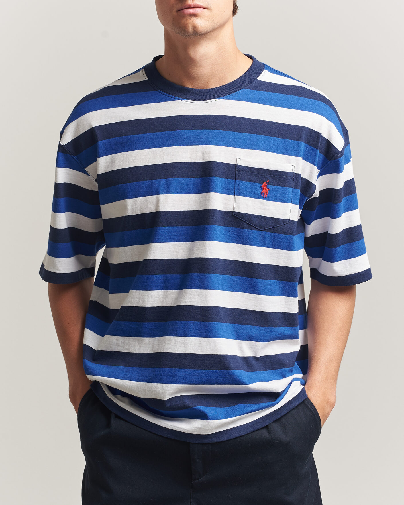 Herr | T-Shirts | Polo Ralph Lauren | Striped Pocket Tee Newport Navy Multi