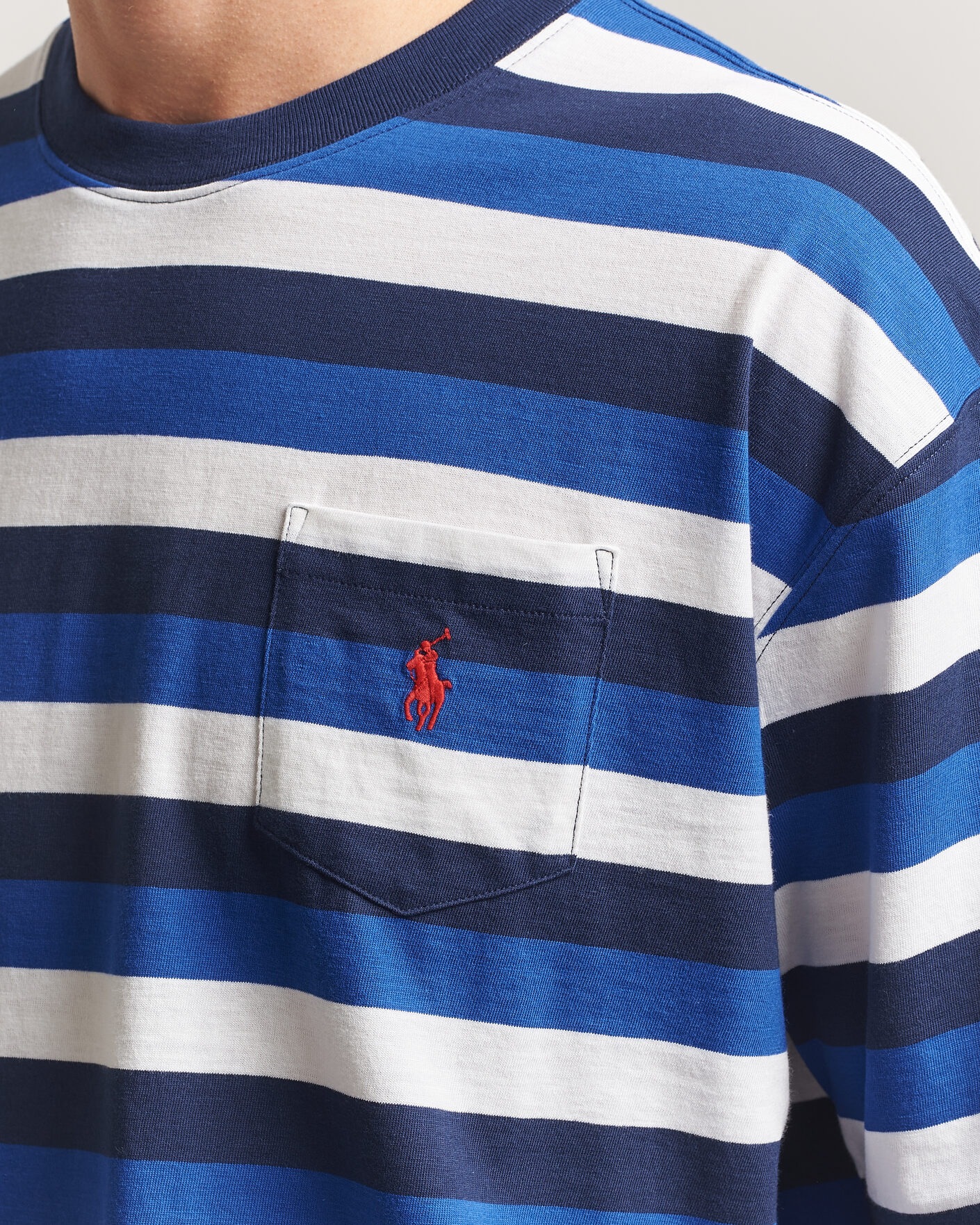 Herr | T-Shirts | Polo Ralph Lauren | Striped Pocket Tee Newport Navy Multi