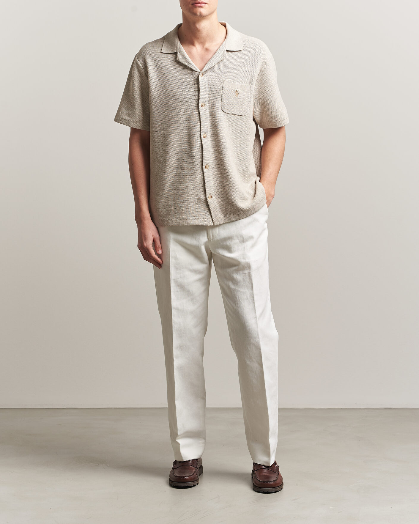 Herr | Skjortor | Polo Ralph Lauren | Textured Camp Collar Cardigan Light Walnut Brown