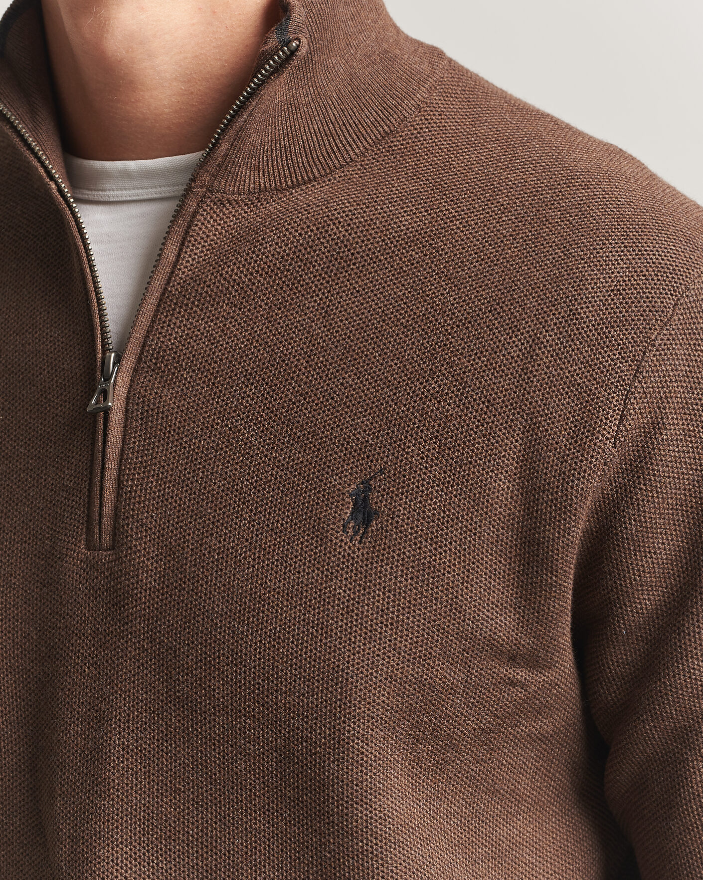 Herr | Tröjor | Polo Ralph Lauren | Textued Half-Zip Nutmeg Brown Heather