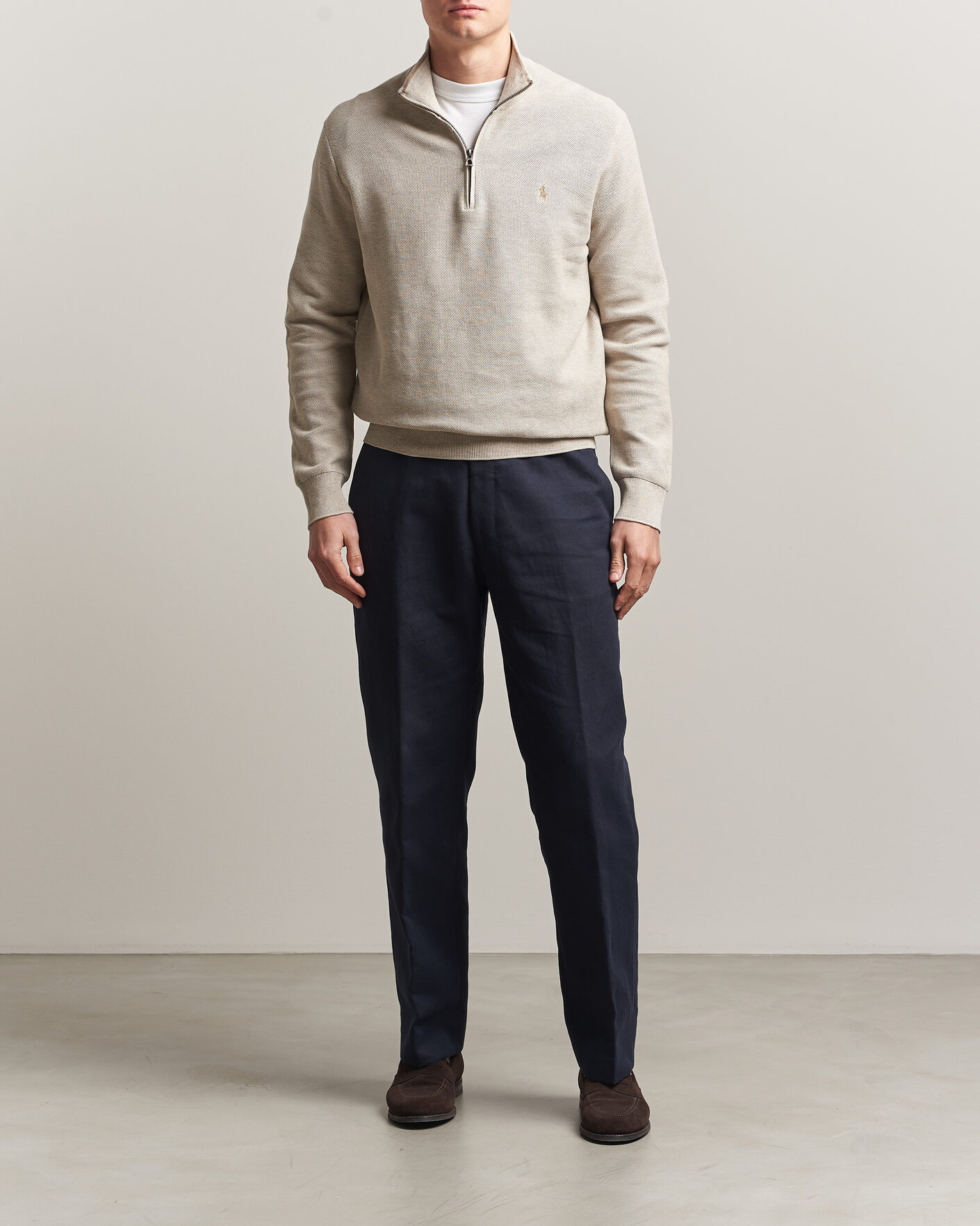 Herr | Tröjor | Polo Ralph Lauren | Textued Half-Zip Light Walnut Brown Heather