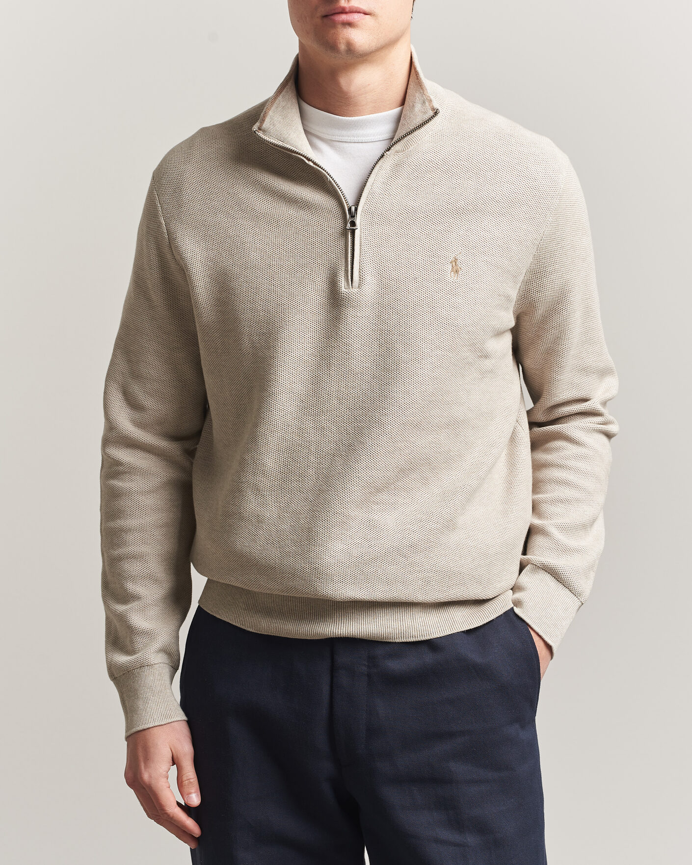 Herr | Tröjor | Polo Ralph Lauren | Textued Half-Zip Light Walnut Brown Heather