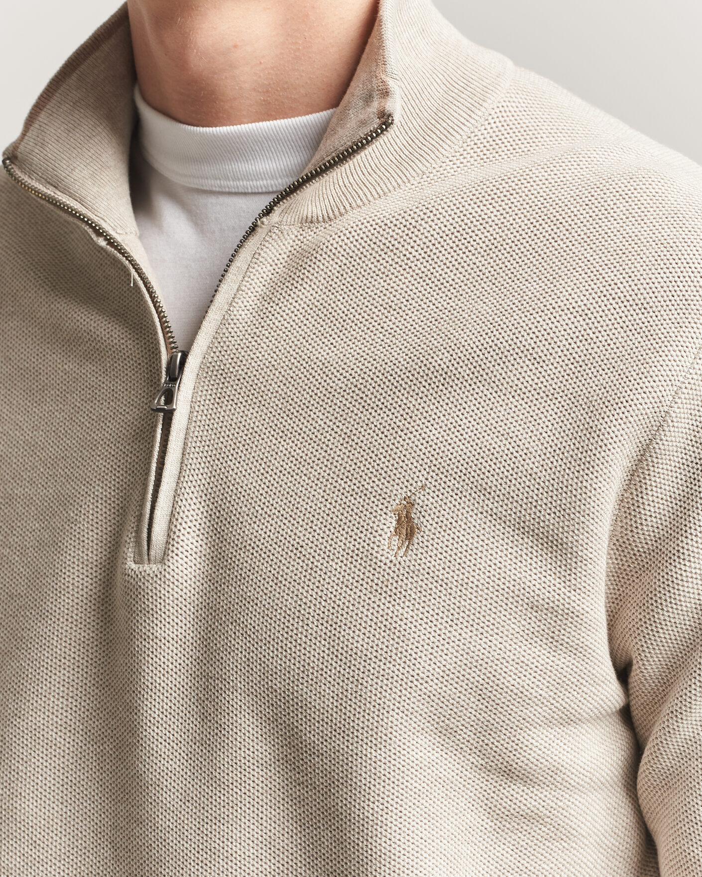 Herr | Tröjor | Polo Ralph Lauren | Textued Half-Zip Light Walnut Brown Heather