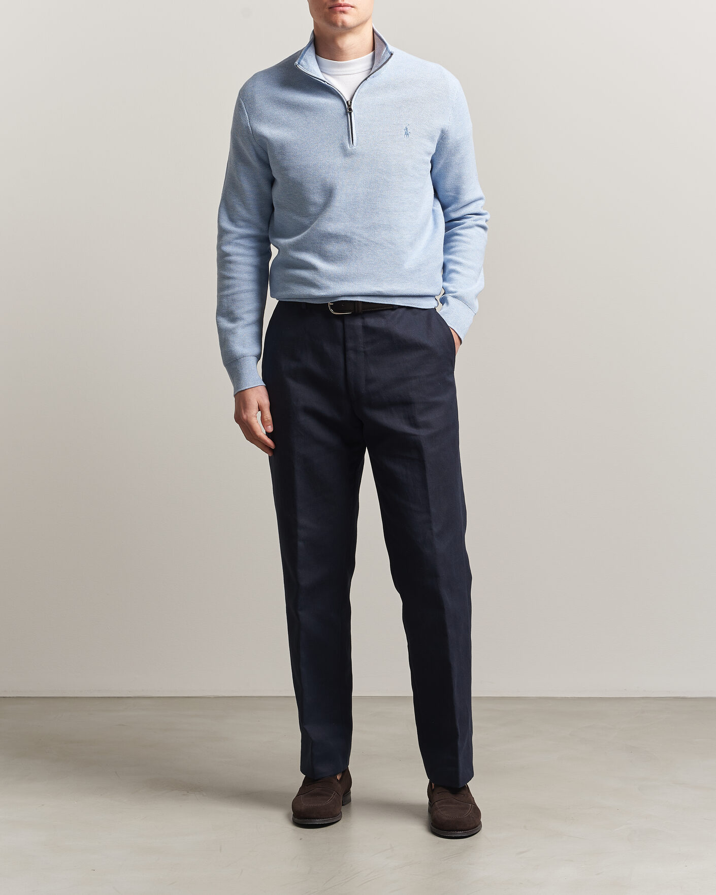 Herr | Tröjor | Polo Ralph Lauren | Textured Half-Zip Blue Hyacinth Heather