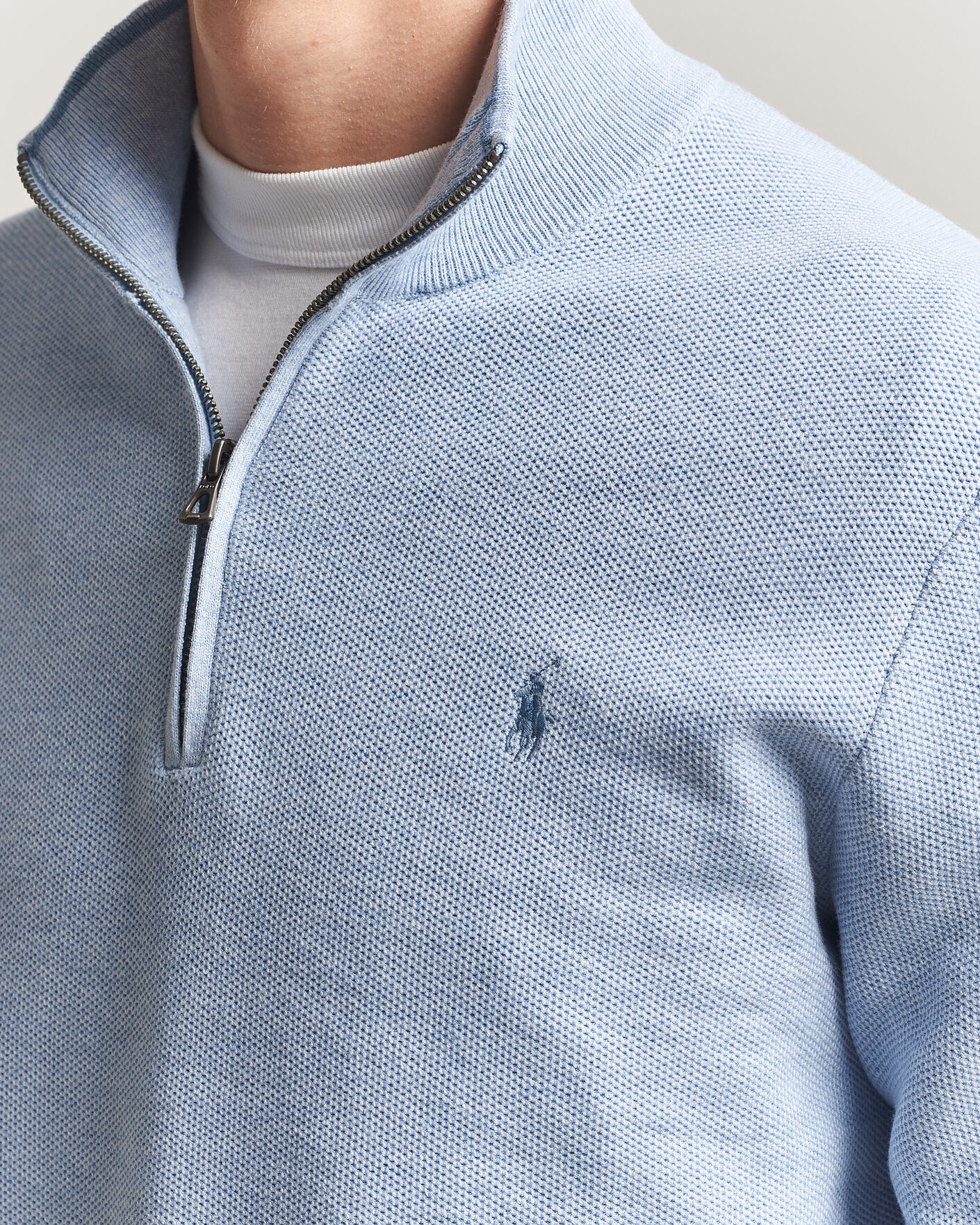 Herr | Tröjor | Polo Ralph Lauren | Textured Half-Zip Blue Hyacinth Heather