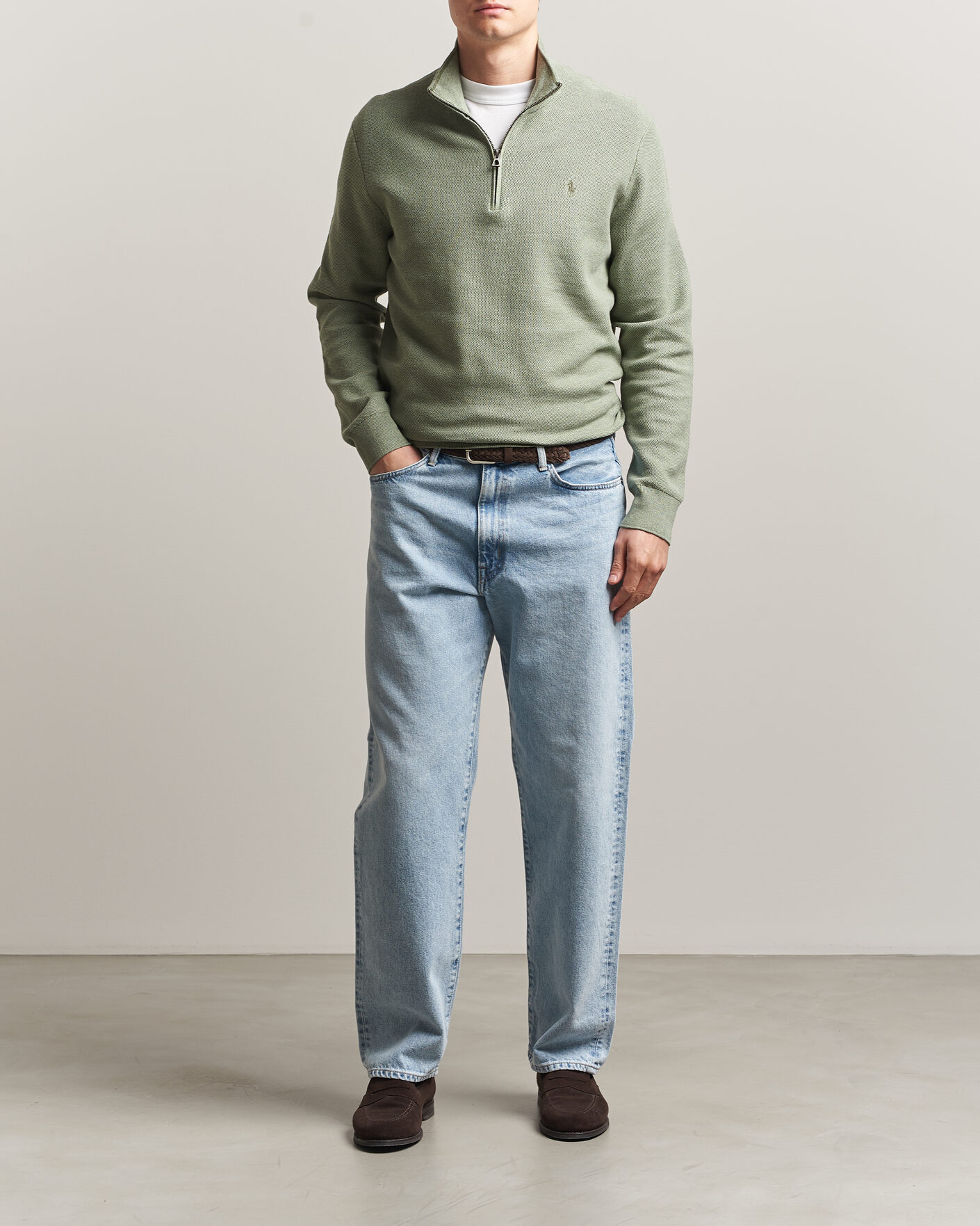Herr | Tröjor | Polo Ralph Lauren | Textured Half-Zip Fern Green Heather