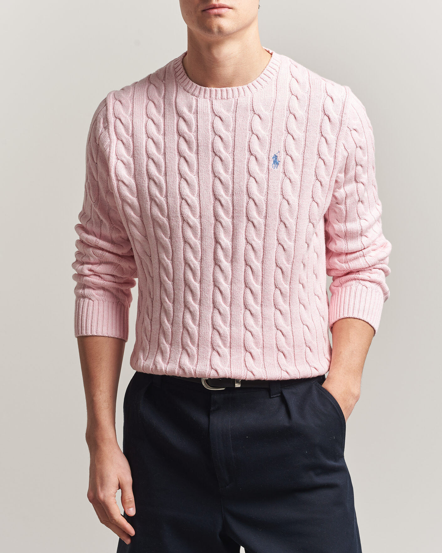 Herr | Tröjor | Polo Ralph Lauren | Cotton Cable Pullover Ballet Pink Heather