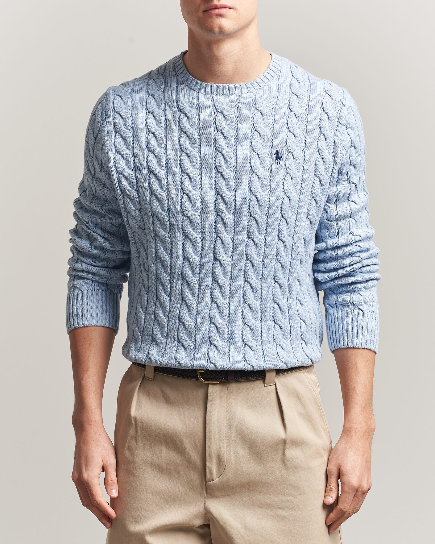 Herr | Tröjor | Polo Ralph Lauren | Cotton Cable Pullover Blue Hyacinth Heather