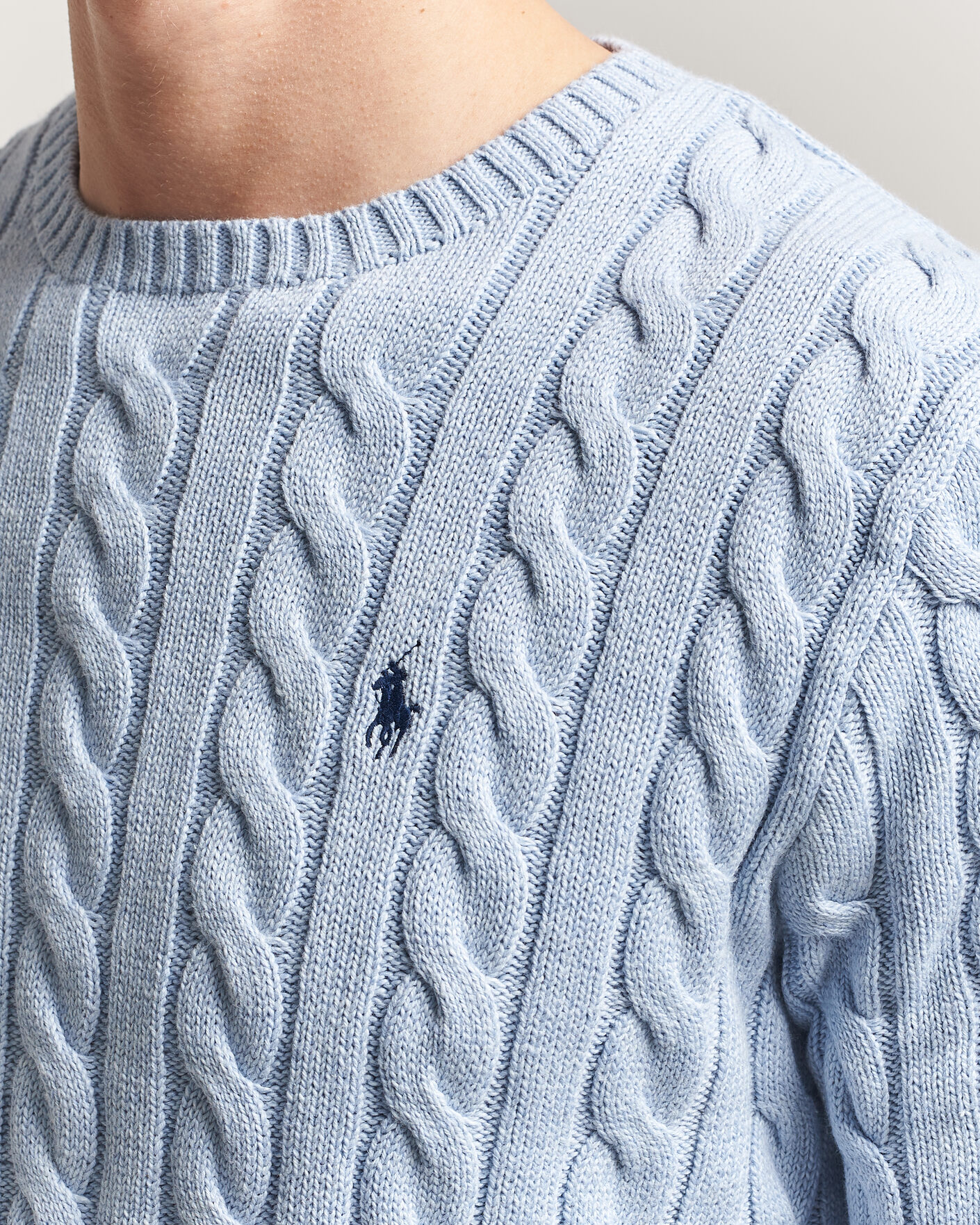 Herr | Tröjor | Polo Ralph Lauren | Cotton Cable Pullover Blue Hyacinth Heather