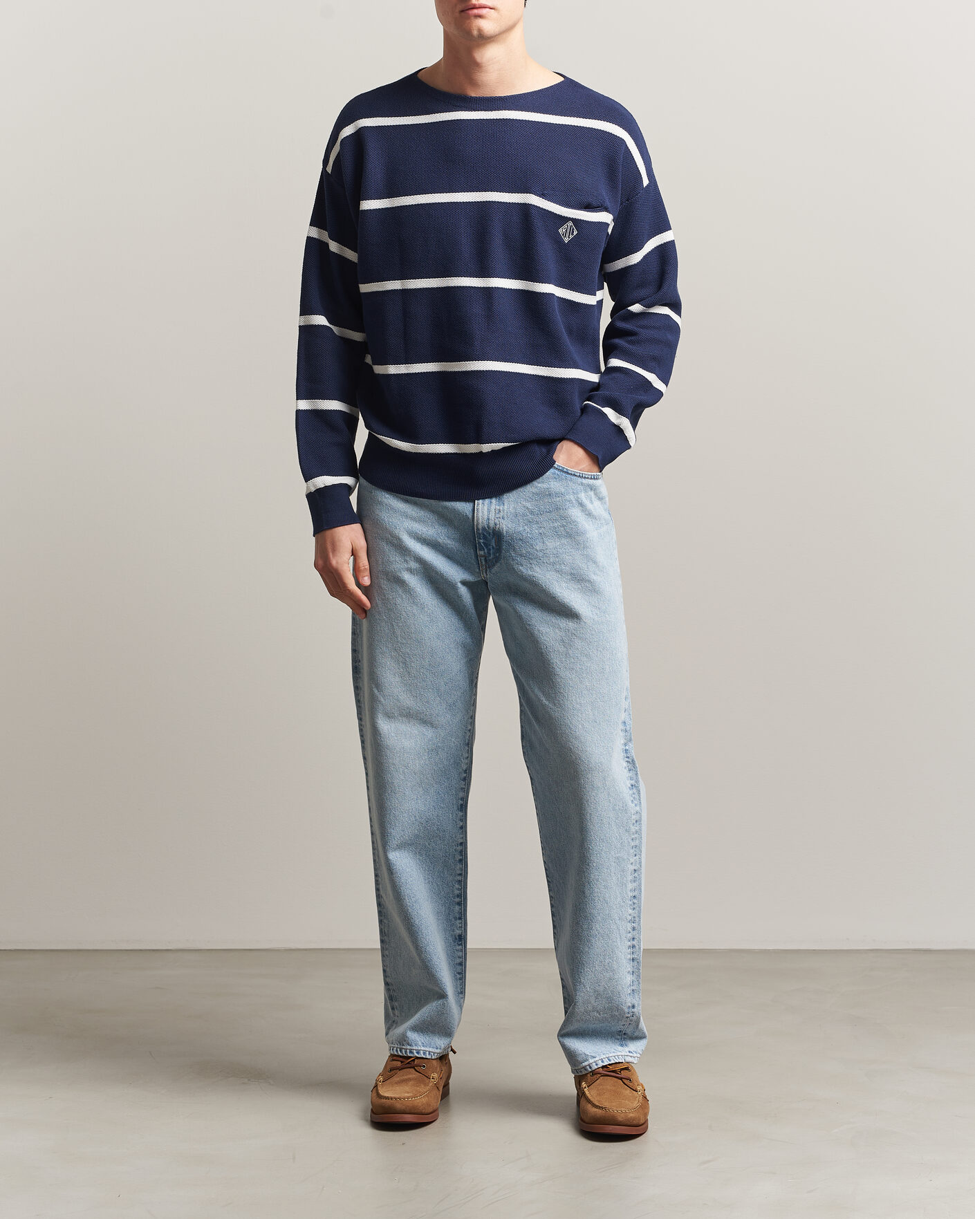Herr | Tröjor | Polo Ralph Lauren | Striped Boat Neck Sweater Navy Combo