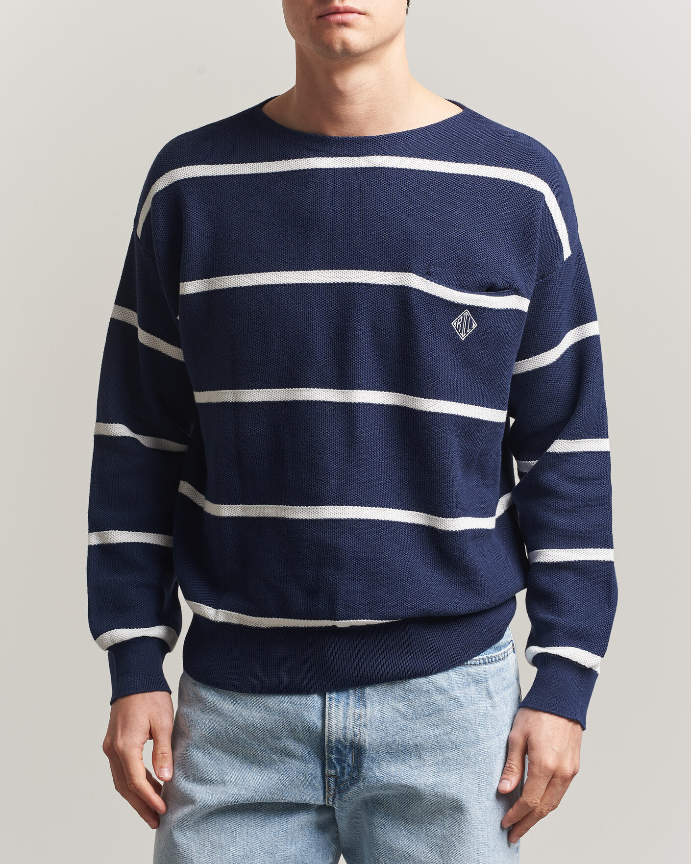Herr | Tröjor | Polo Ralph Lauren | Striped Boat Neck Sweater Navy Combo
