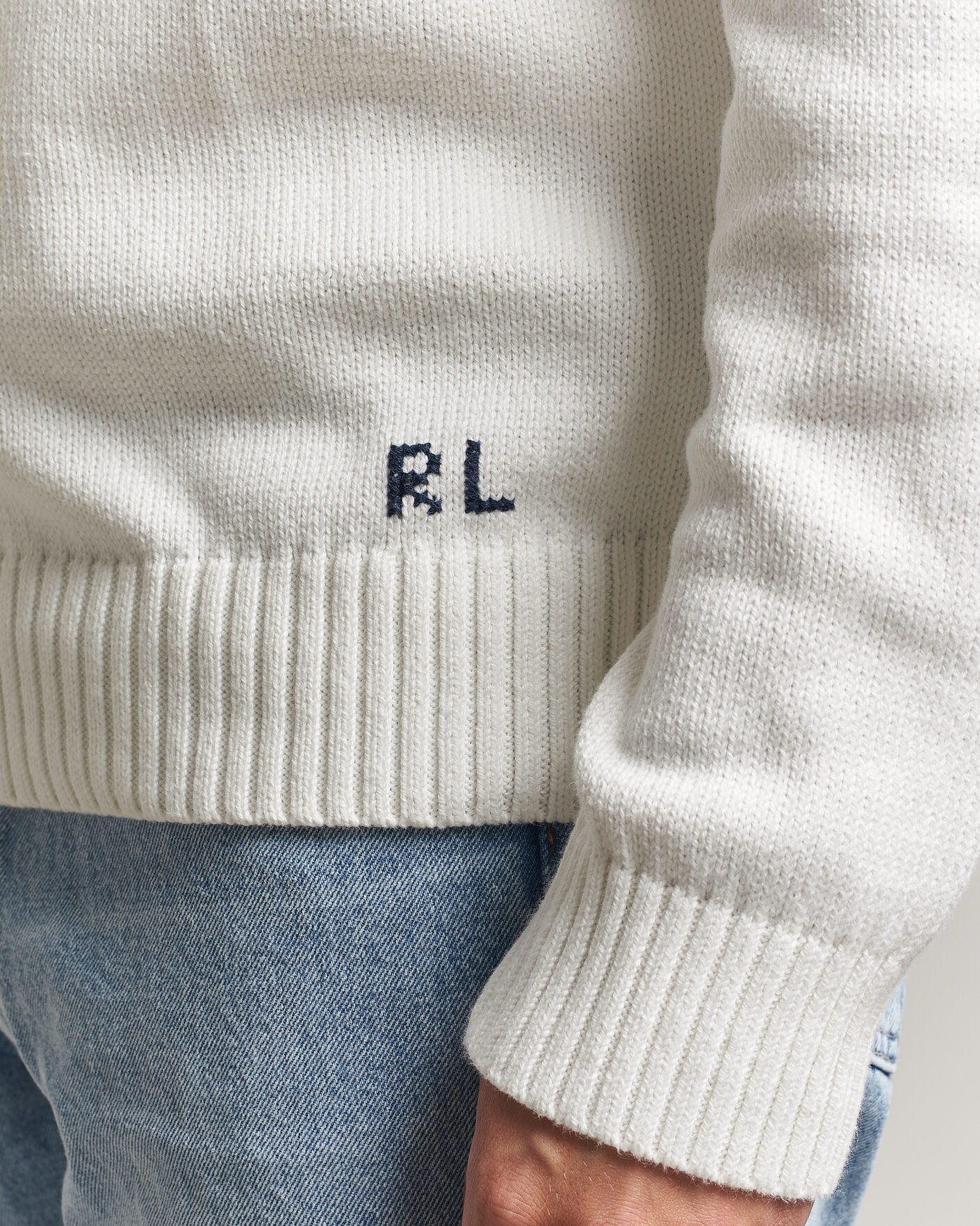 Herr | Tröjor | Polo Ralph Lauren | Newport Bear Cotton/Linen Sweater Deckwash White