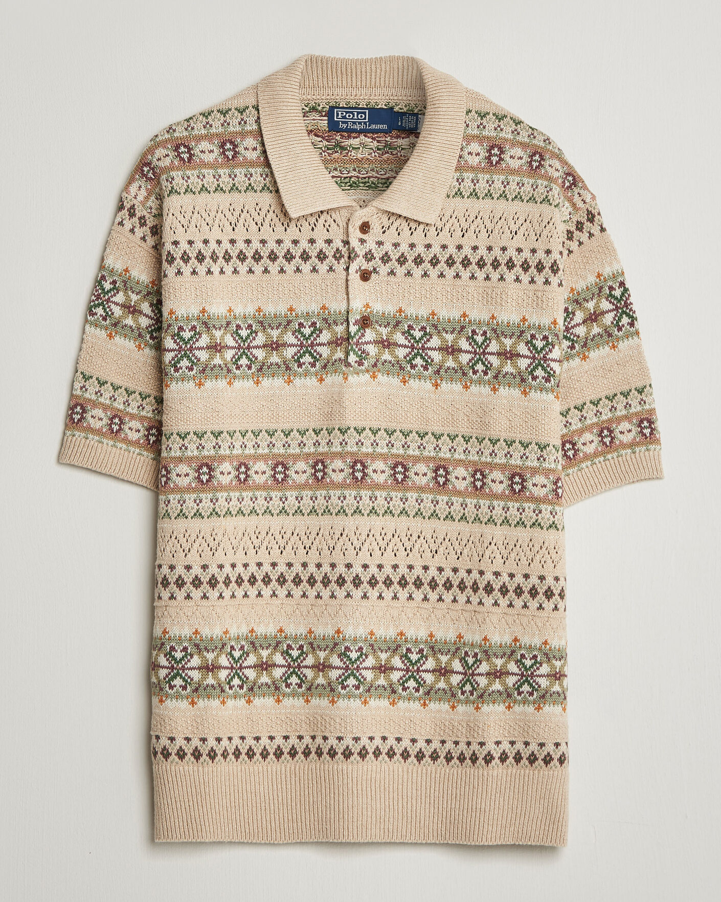 Herr | Tröjor | Polo Ralph Lauren | Cotton/Linen Fairisle Polo Tan Combo