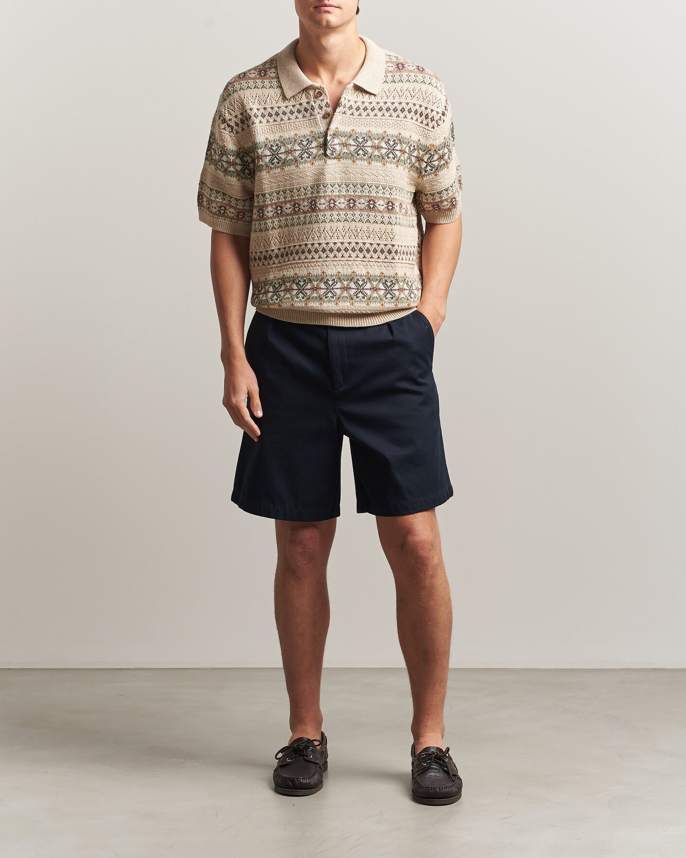 Herr | Tröjor | Polo Ralph Lauren | Cotton/Linen Fairisle Polo Tan Combo
