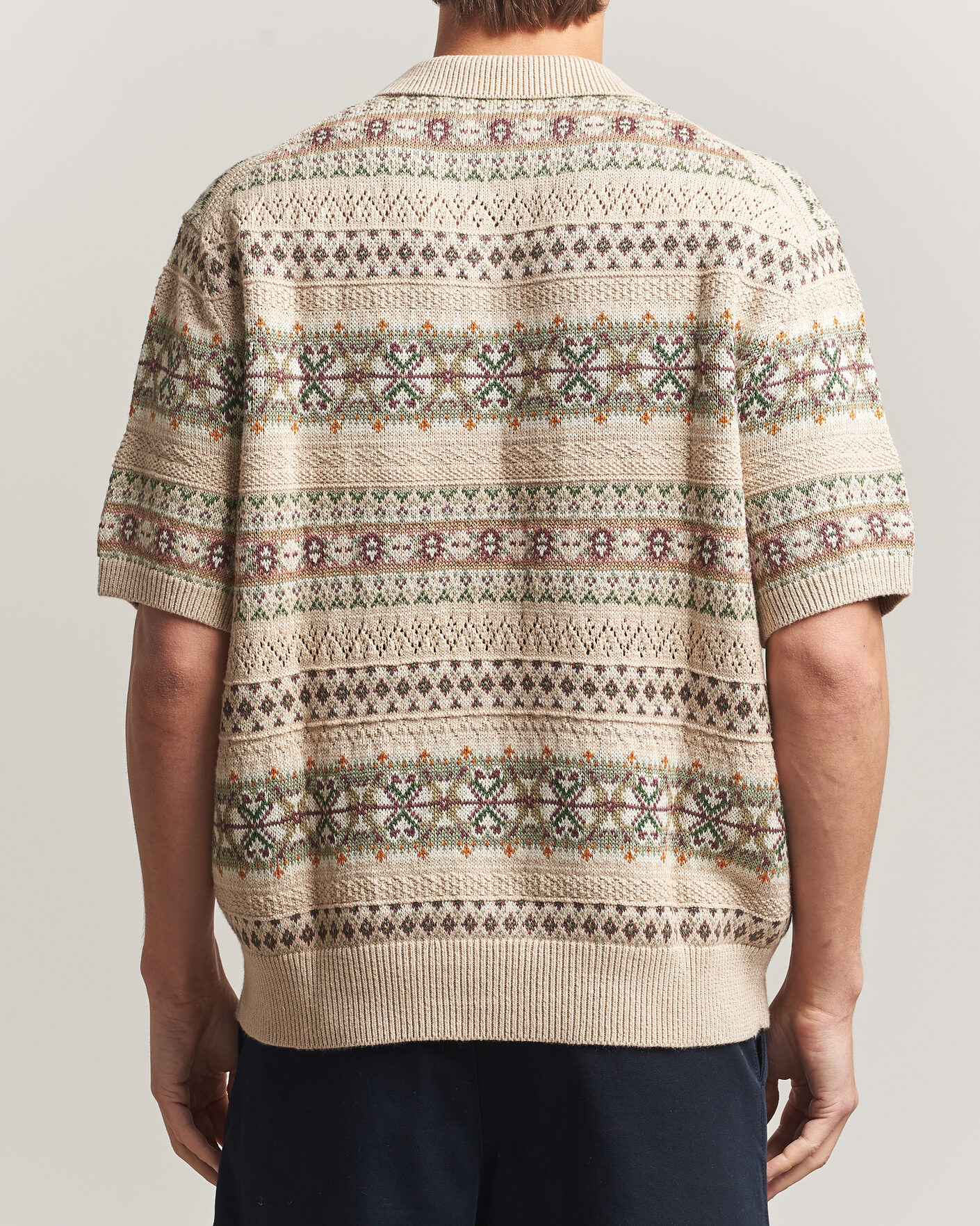 Herr | Tröjor | Polo Ralph Lauren | Cotton/Linen Fairisle Polo Tan Combo