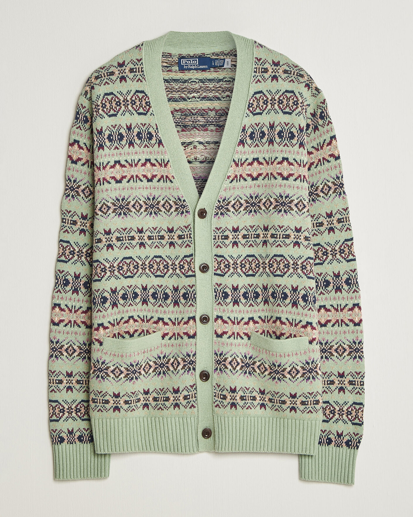 Herr | Tröjor | Polo Ralph Lauren | Cotton/Linen Fairisle Cardigan Green Combo